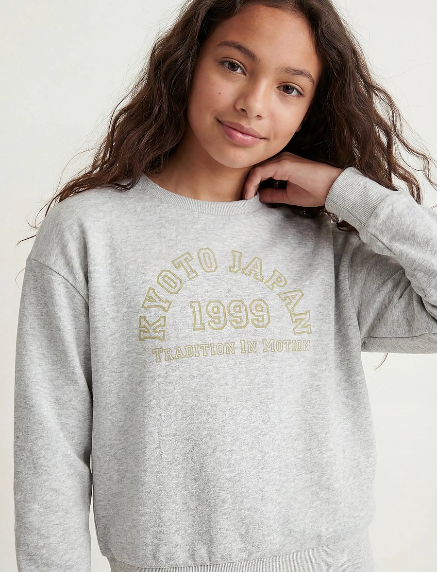 JJXX Kids - JXMERLE SHORT LS CREW SWT LN NOOS GRL - sweatshirts - light grey melange - 5
