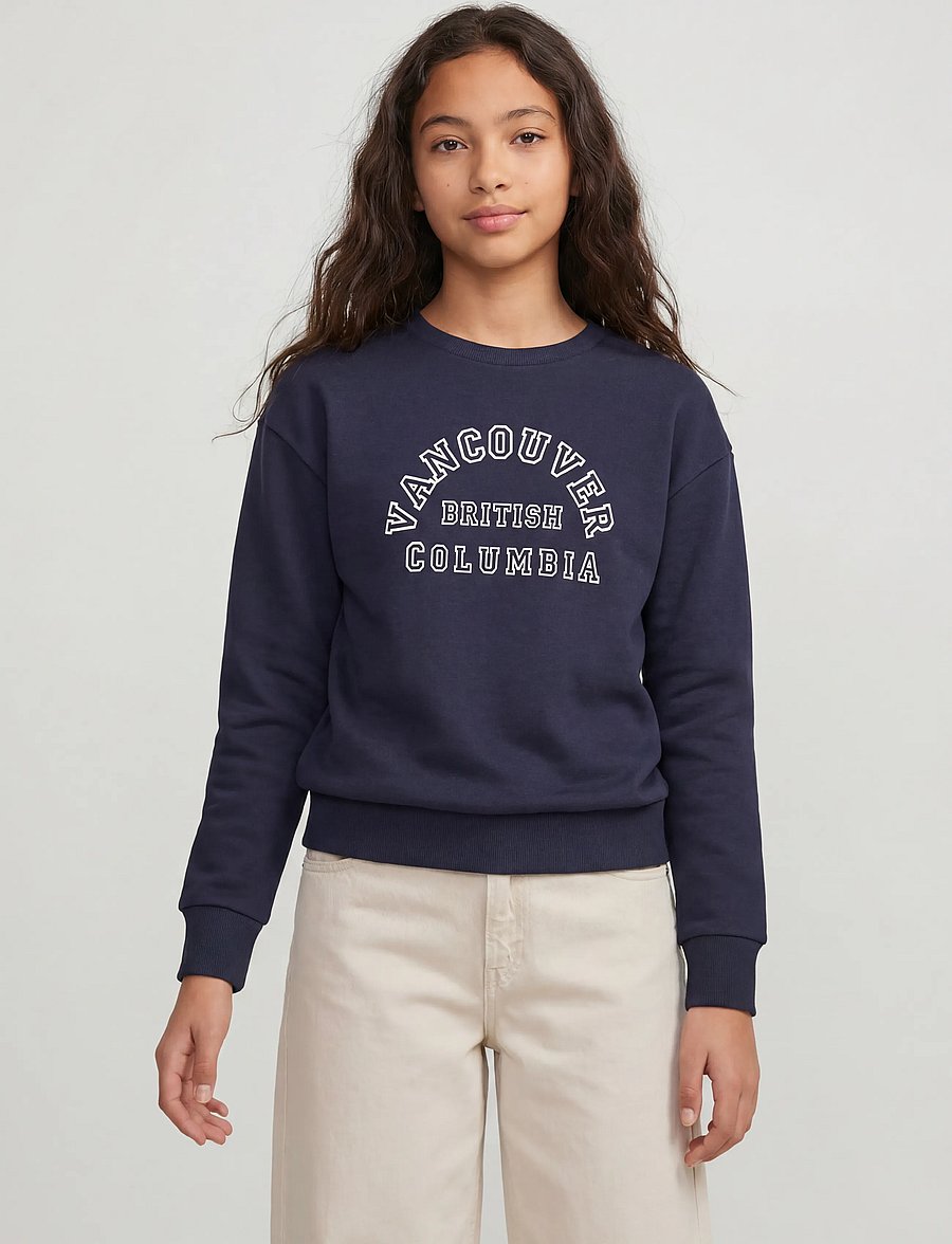 JJXX Kids - JXMERLE SHORT LS CREW SWT LN NOOS GRL - sweatshirts - night sky - 0
