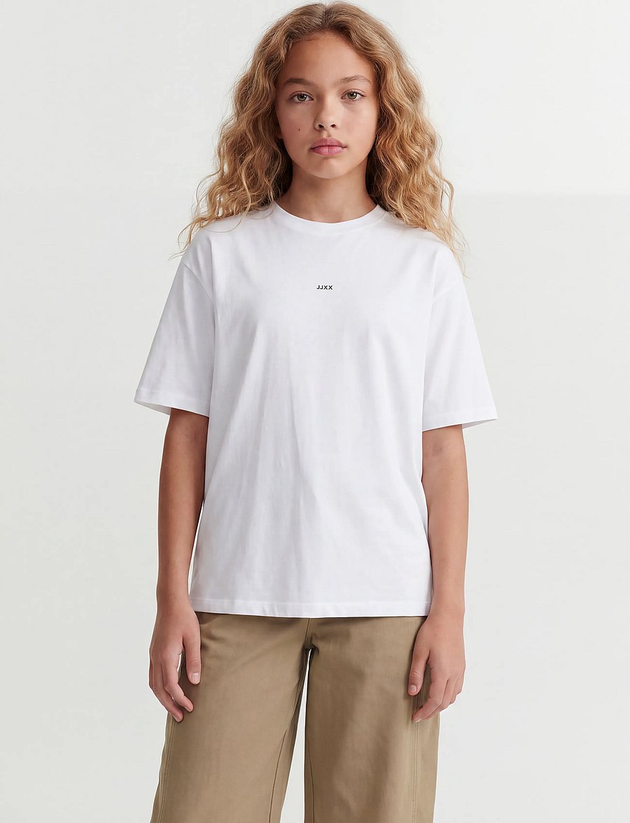 JJXX Kids - JXANDREA SS LOGO TEE JRS SN GRL - kortærmede t-shirts - bright white - 0