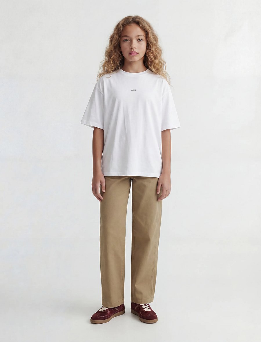 JJXX Kids - JXANDREA SS LOGO TEE JRS SN GRL - kortærmede t-shirts - bright white - 4
