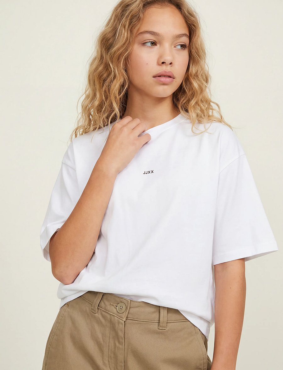 JJXX Kids - JXANDREA SS LOGO TEE JRS SN GRL - kortærmede t-shirts - bright white - 5