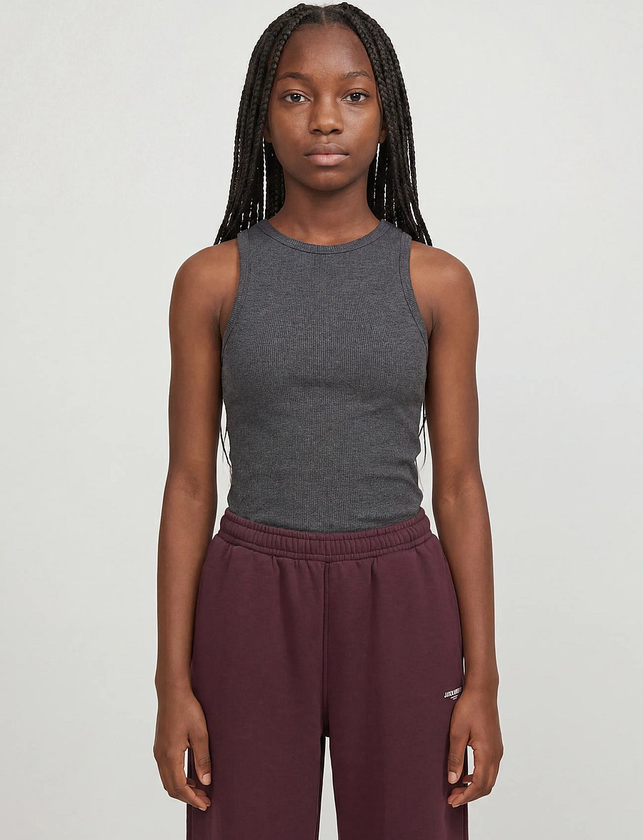 JJXX Kids - JXFRIDA SL U-NECK TOP JRS NOOS GRL - Ærmeløs undertrøje - dark grey melange - 0