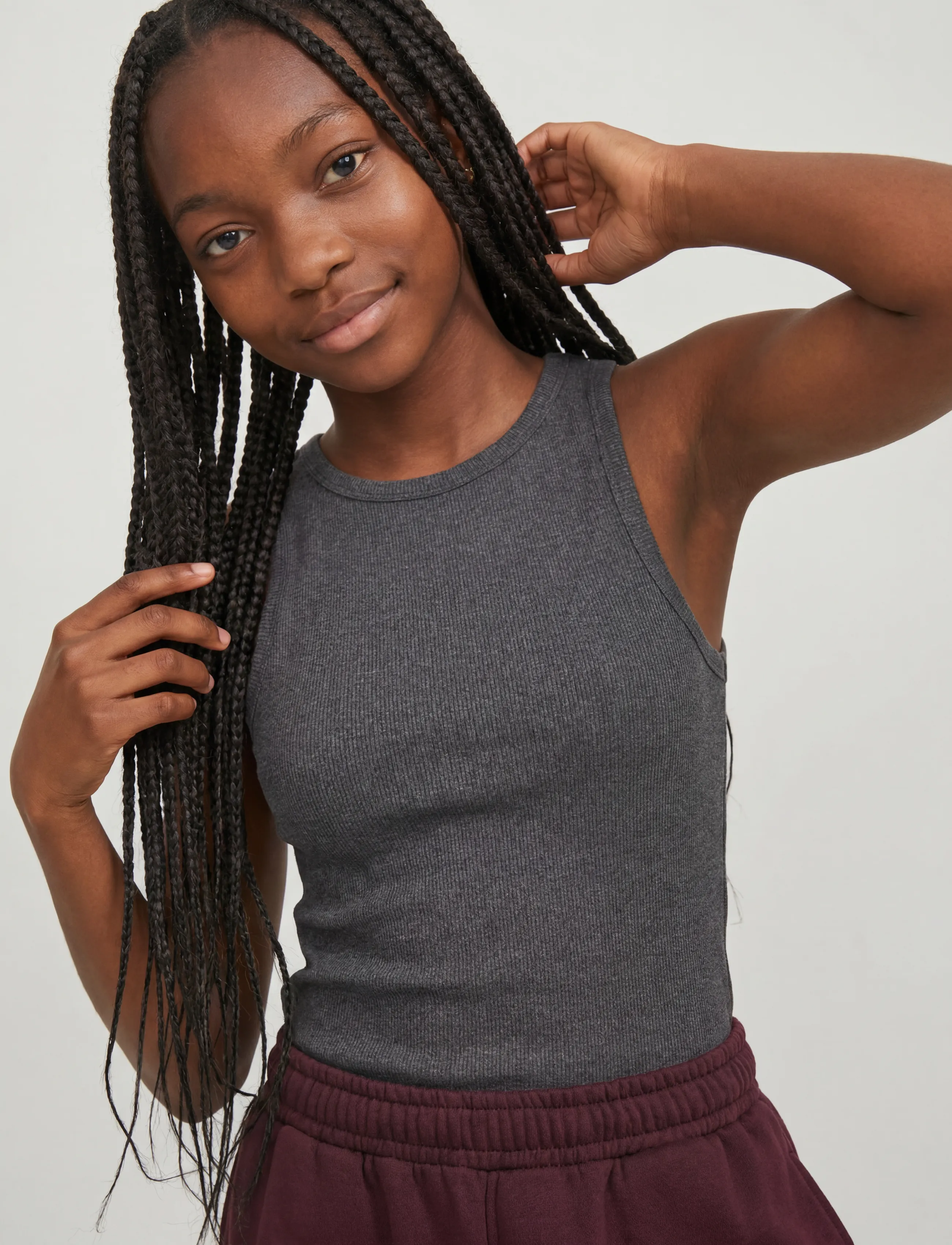 JJXX Kids - JXFRIDA SL U-NECK TOP JRS NOOS GRL - Ærmeløs undertrøje - dark grey melange - 5