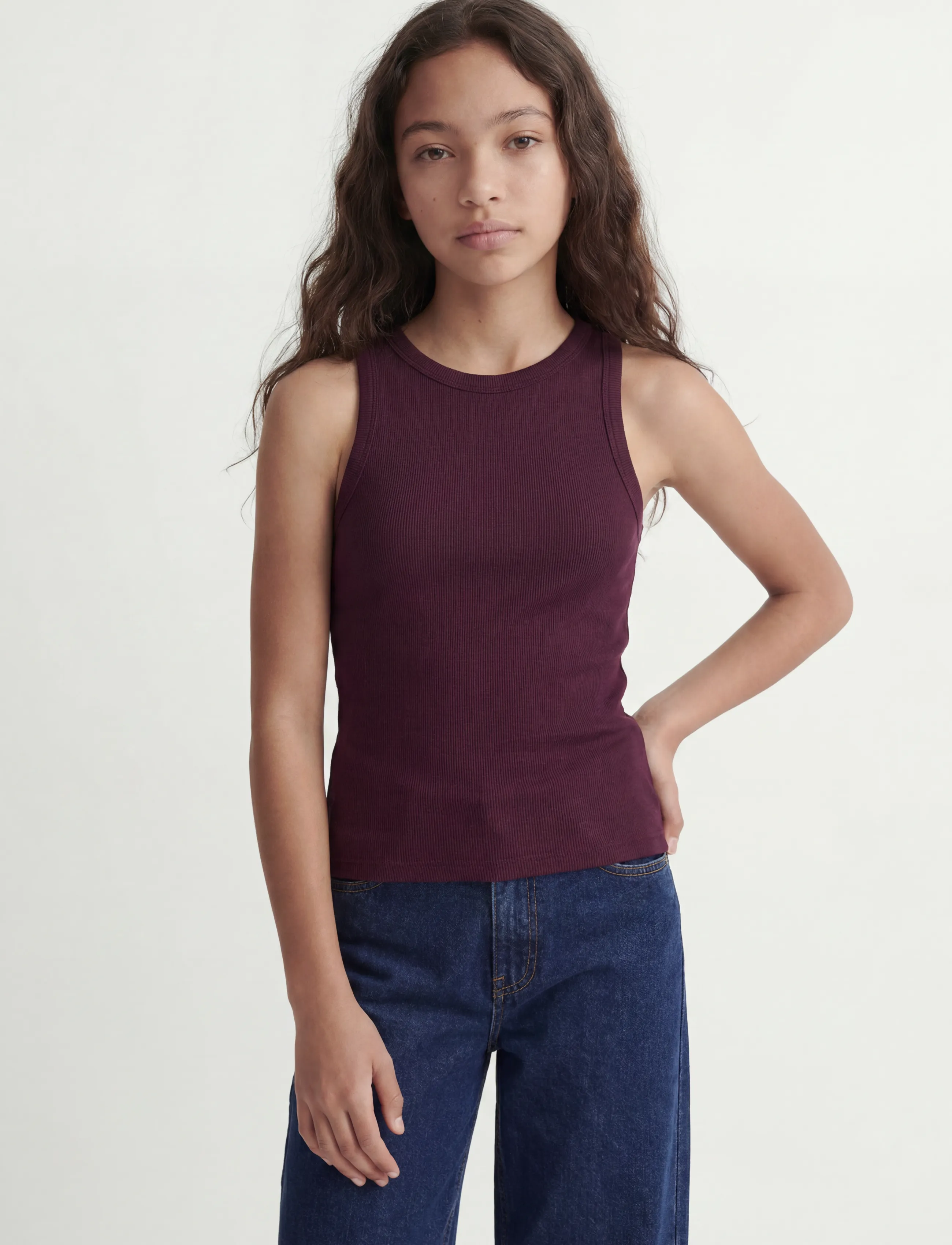 JJXX Kids JXFRIDA SL U-NECK TOP JRS NOOS GRL - Õlapaeltega topid - WINETASTING / burgundy
