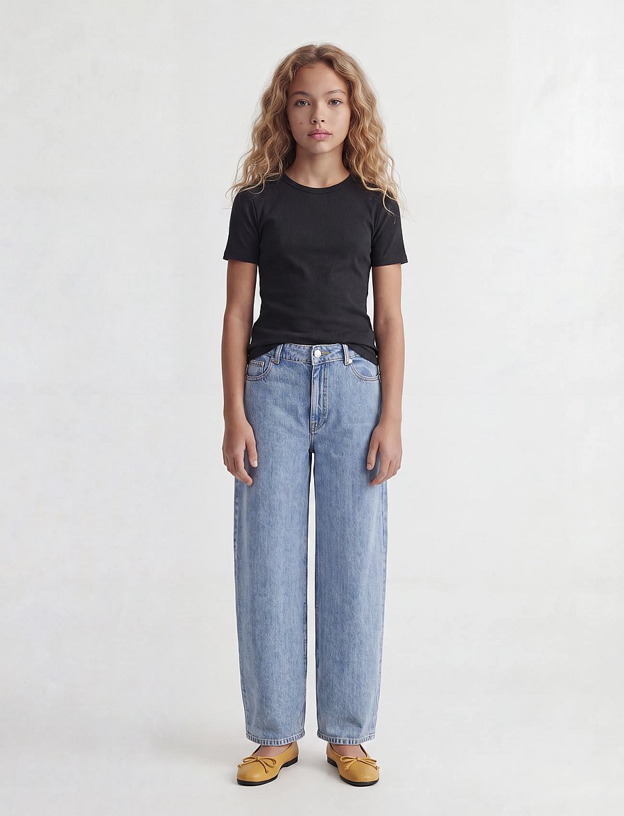 JJXX Kids - JXFRANKIE STR SS RIB TEE JRS NOOS GRL - lühikeste varrukatega t-särgid - black - 4
