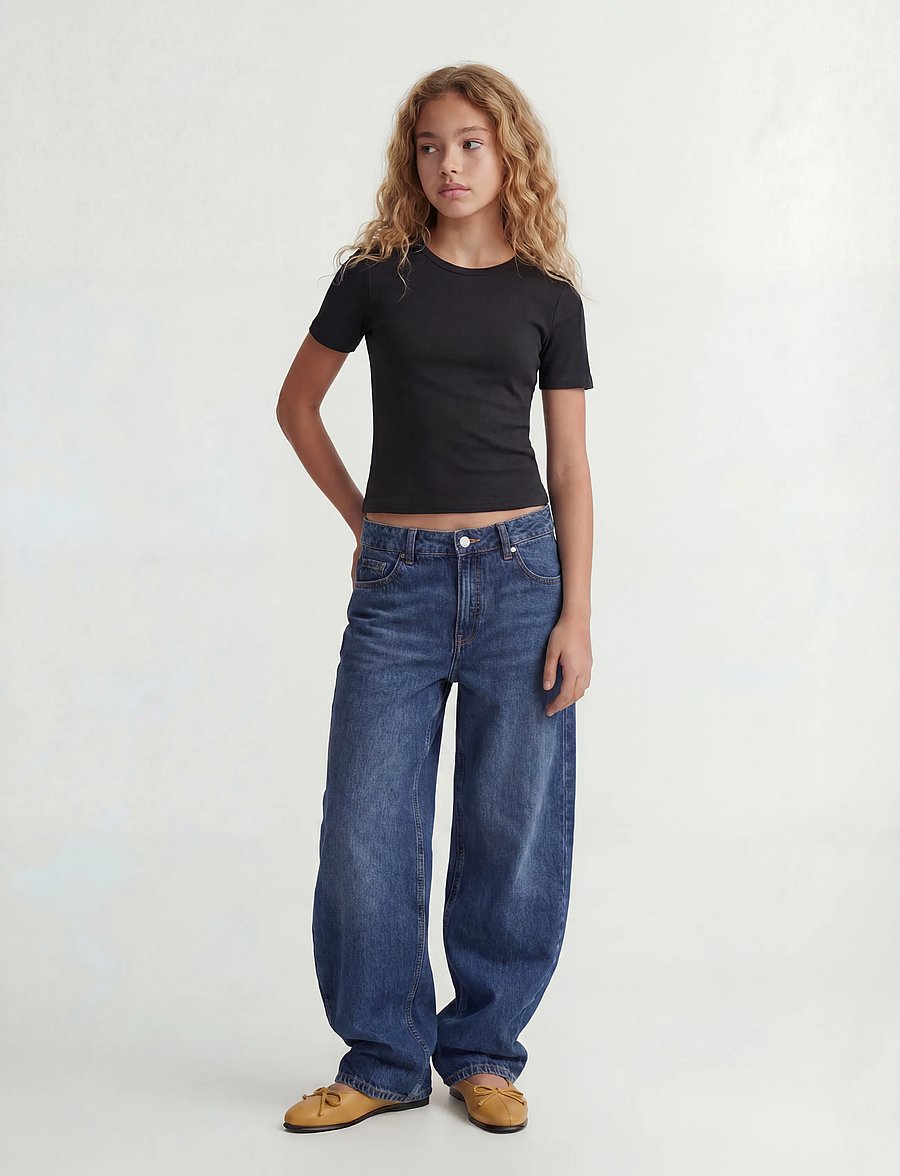 JJXX Kids - JXFRANKIE STR SS RIB TEE JRS NOOS GRL - kortärmade t-shirts - black - 4