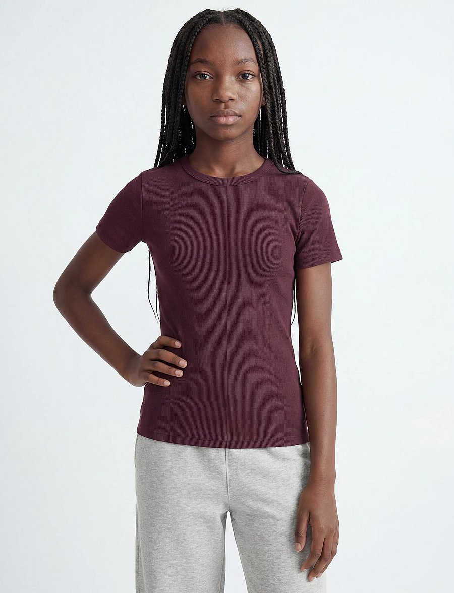 JJXX Kids - JXFRANKIE STR SS RIB TEE JRS NOOS GRL - kortærmede t-shirts - winetasting - 0
