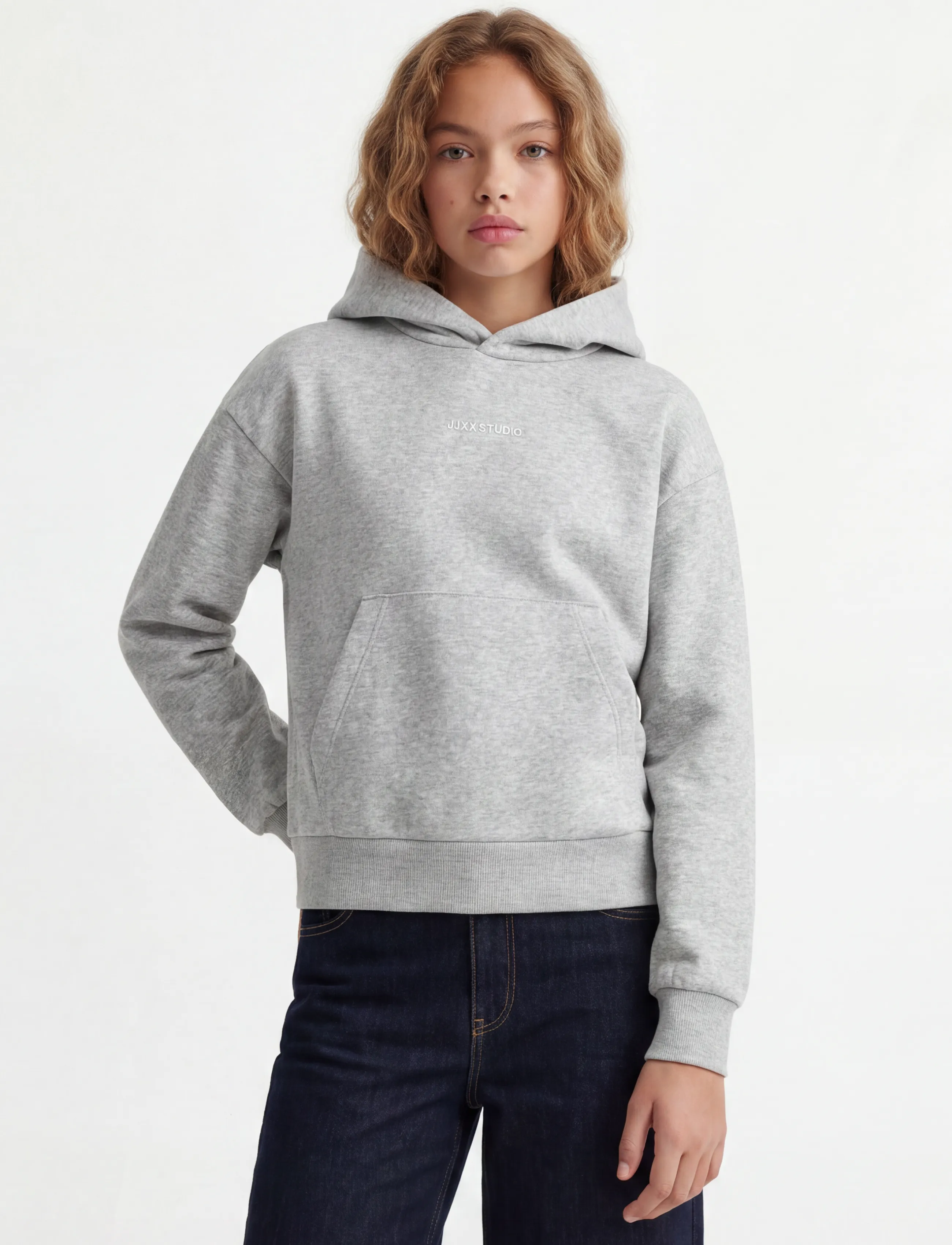 JJXX Kids JXSTUDIO VESTERBRO HOOD SWT NOOS GRL - Kapuzenpullover - LIGHT GREY MELANGE / grey