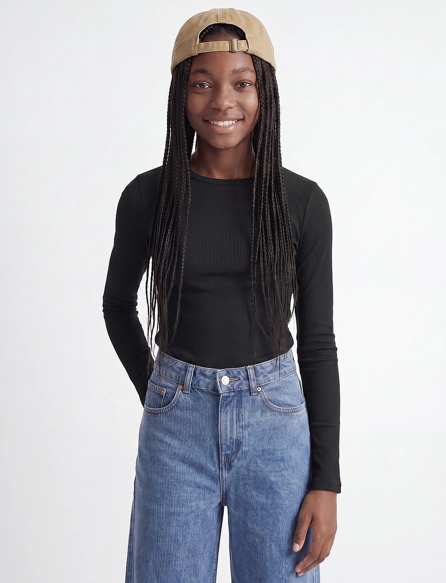 JJXX Kids - JXCELINE GIGI STR LS TEE JRS NOOS GRL - pikkade varrukatega t-särgid - black - 0