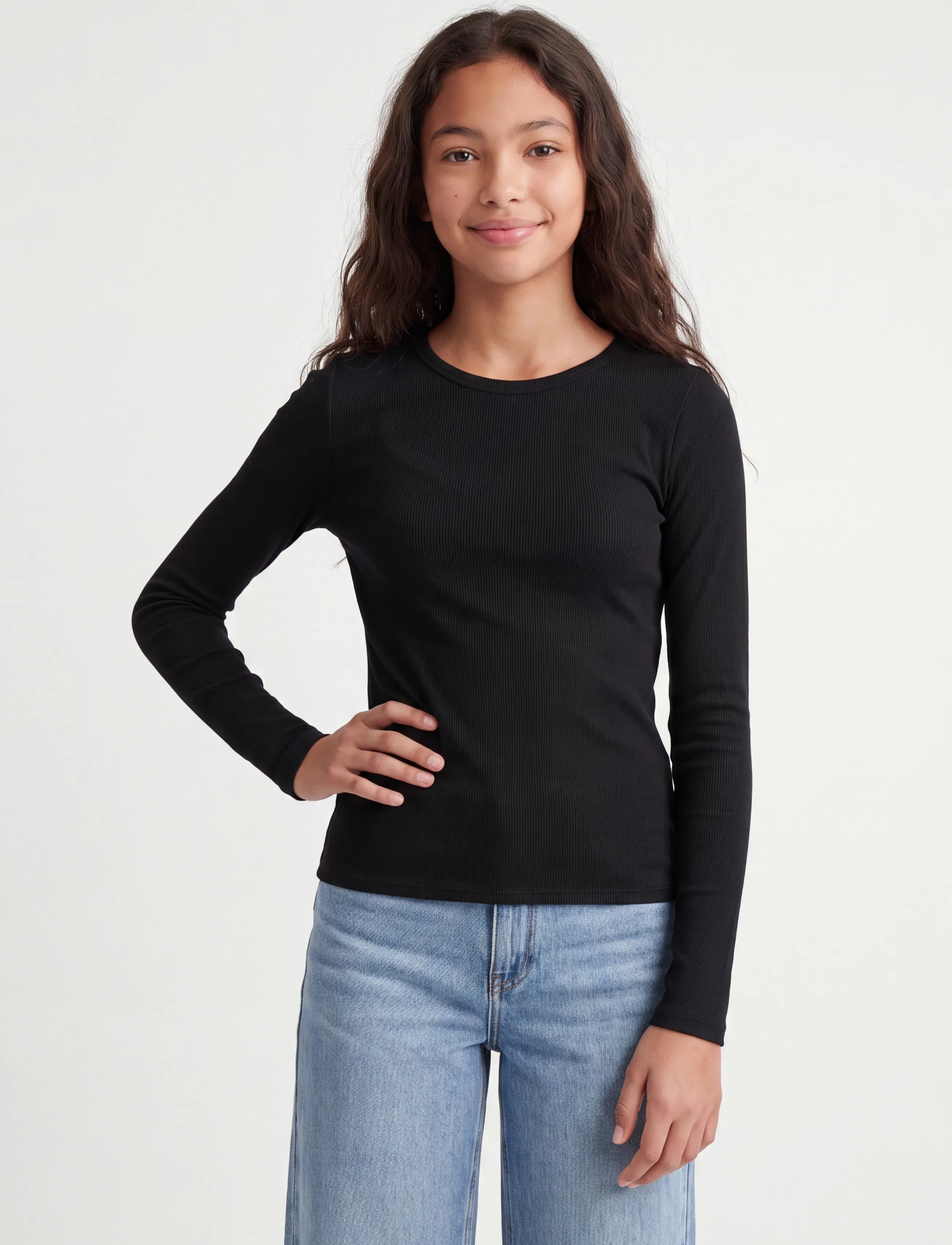 JJXX Kids JXFREYA STR LS RIB TEE JRS NOOS GRL - Langärmelig - BLACK / black