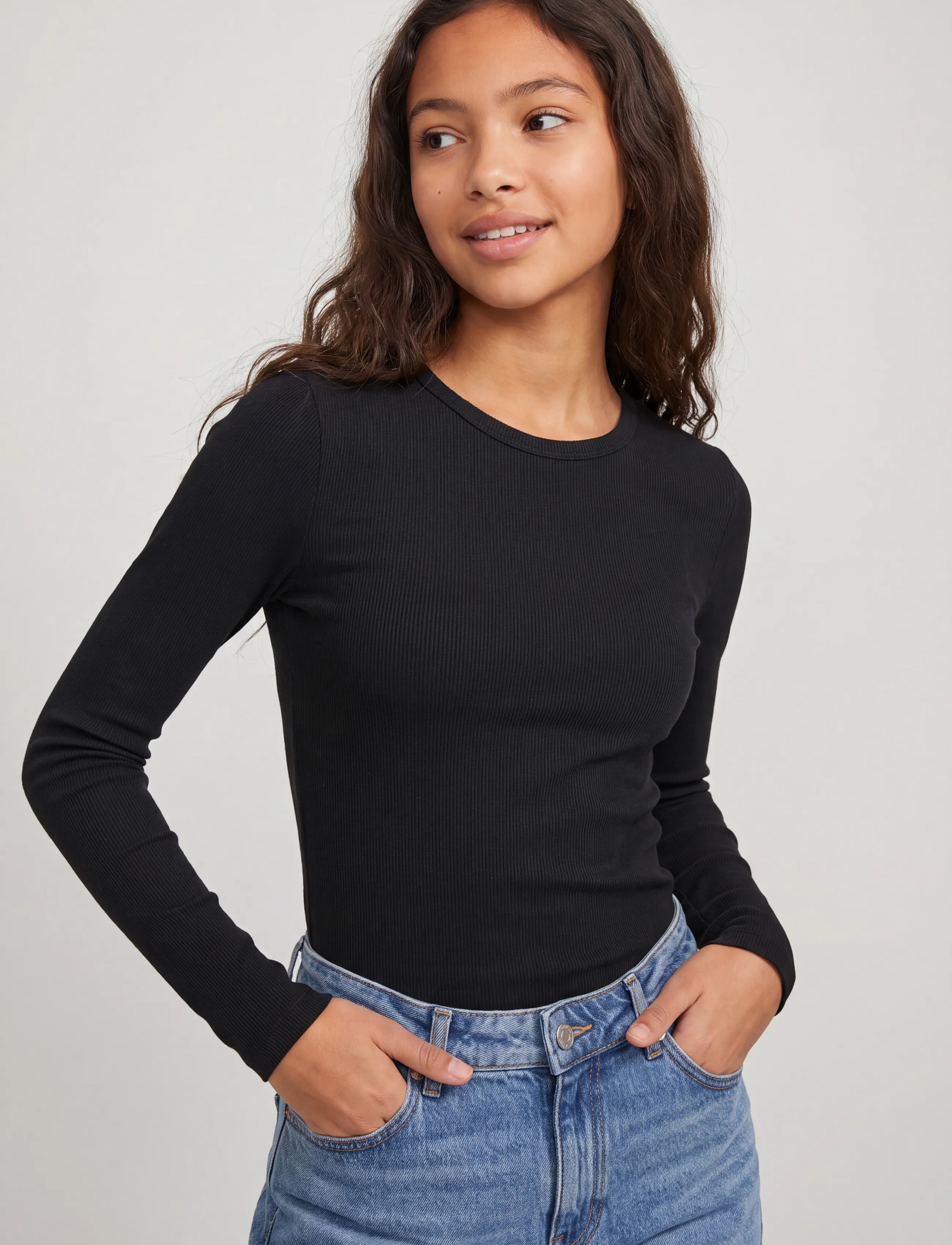 JJXX Kids - JXFREYA STR LS RIB TEE JRS NOOS GRL - black - 5