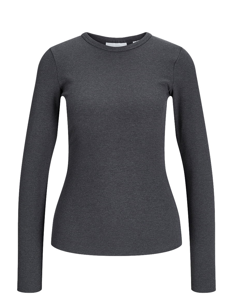 JJXX Kids - JXFREYA STR LS RIB TEE JRS NOOS GRL - dark grey melange - 1