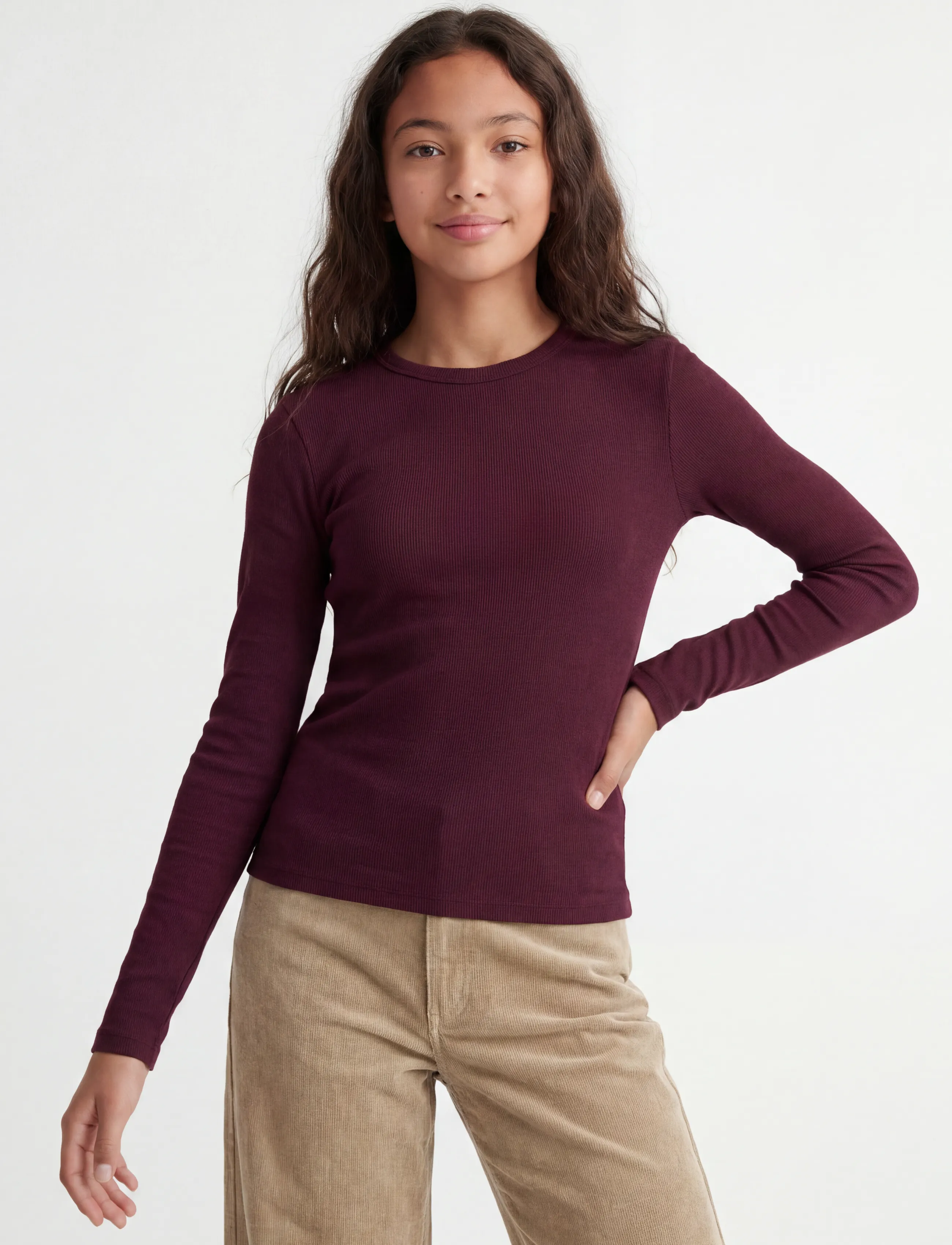 JJXX Kids JXFREYA STR LS RIB TEE JRS NOOS GRL - Langärmelig - WINETASTING / burgundy