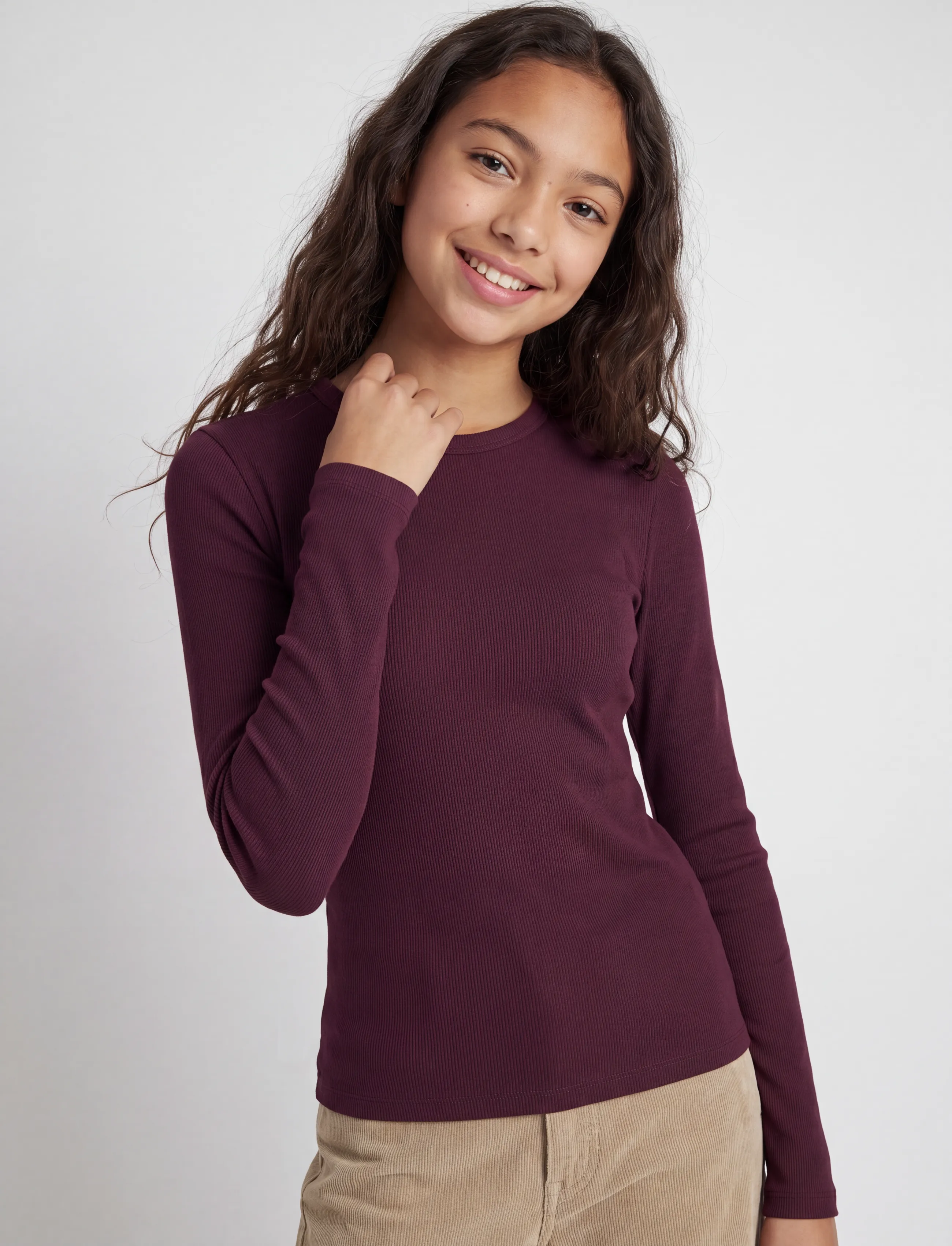 JJXX Kids - JXFREYA STR LS RIB TEE JRS NOOS GRL - winetasting - 5