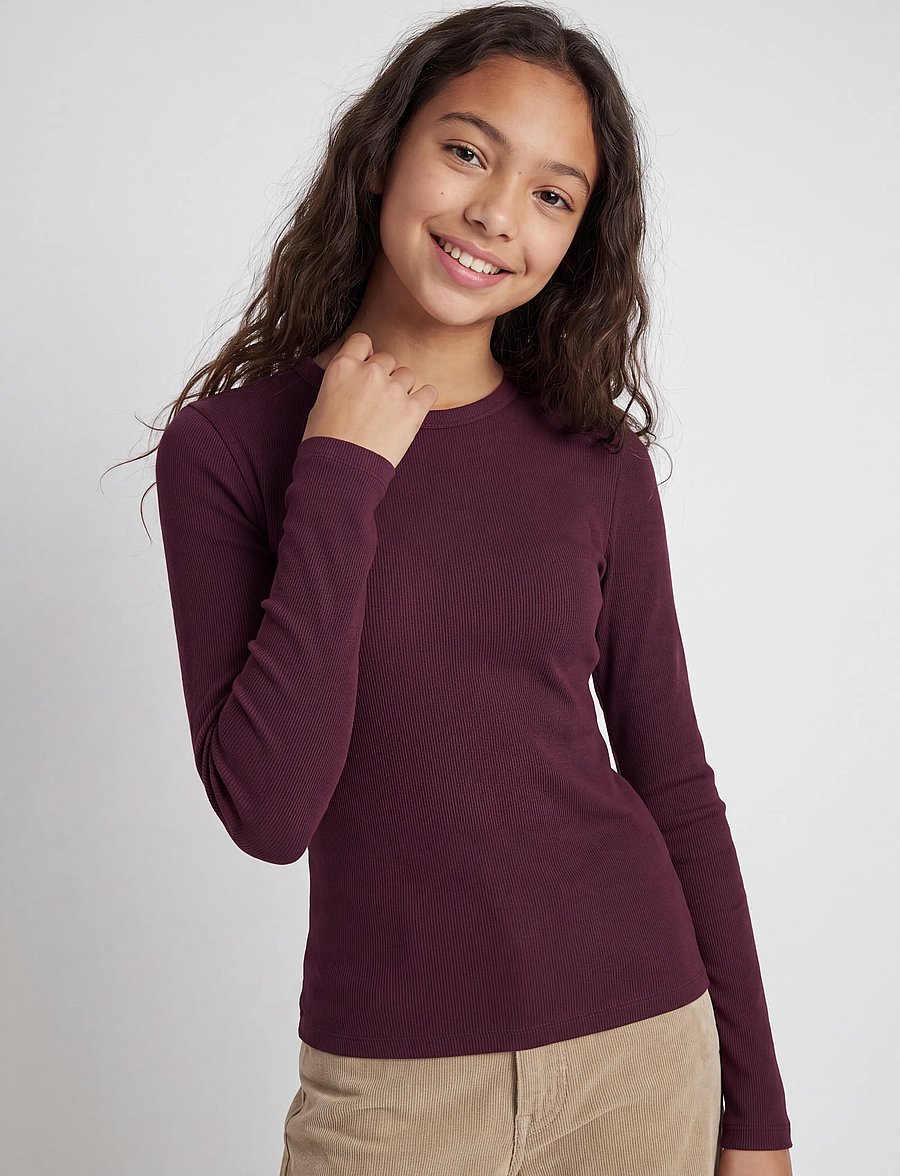 JJXX Kids - JXFREYA STR LS RIB TEE JRS NOOS GRL - winetasting - 5