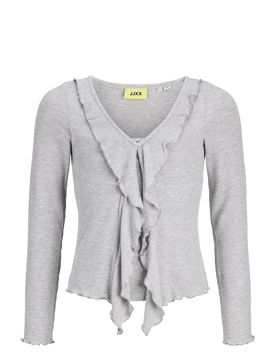 JJXX Kids - JXUMA LS RIB BOW TOP JRS GRL - långärmade t-shirts - light grey melange - 0