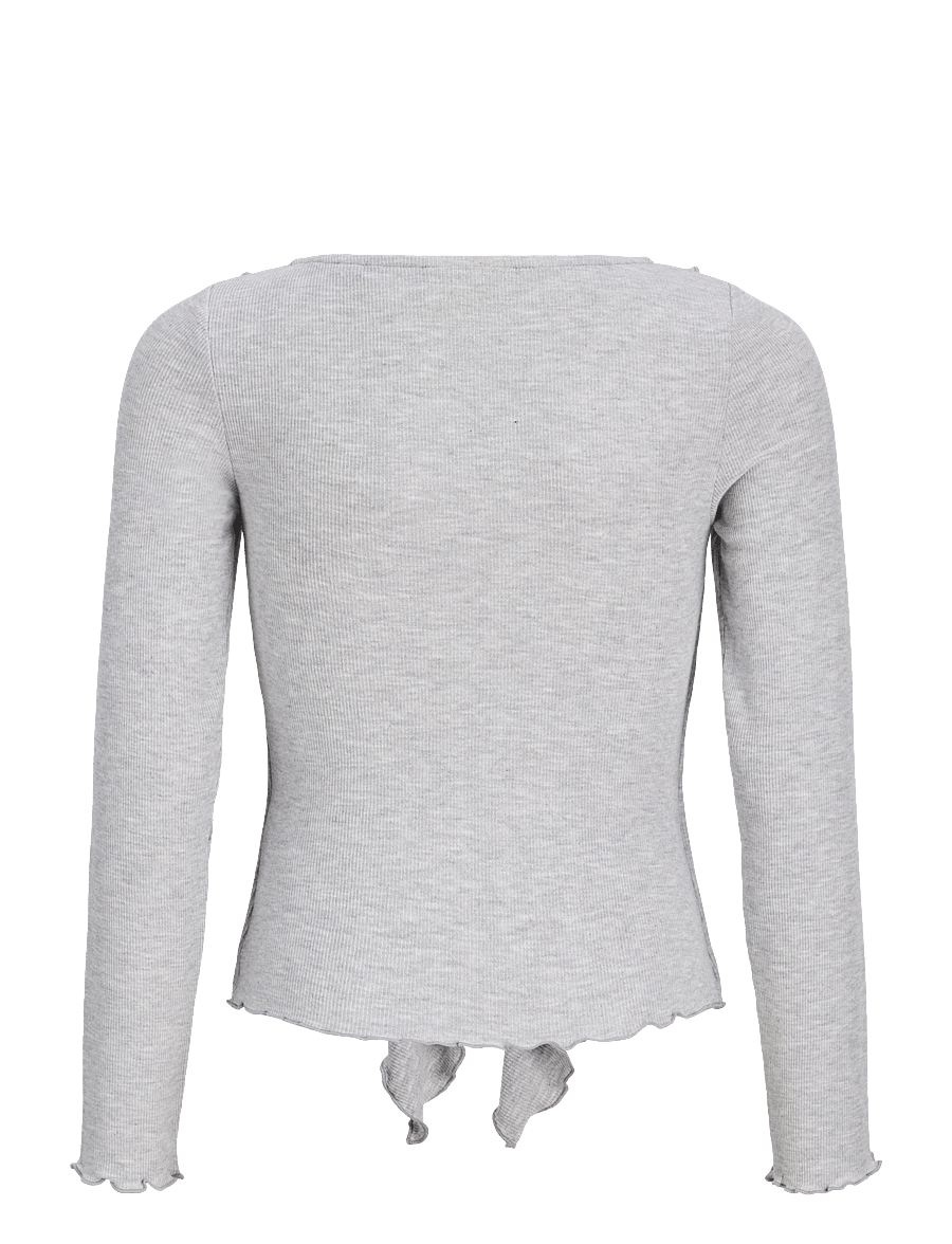JJXX Kids - JXUMA LS RIB BOW TOP JRS GRL - långärmade t-shirts - light grey melange - 1