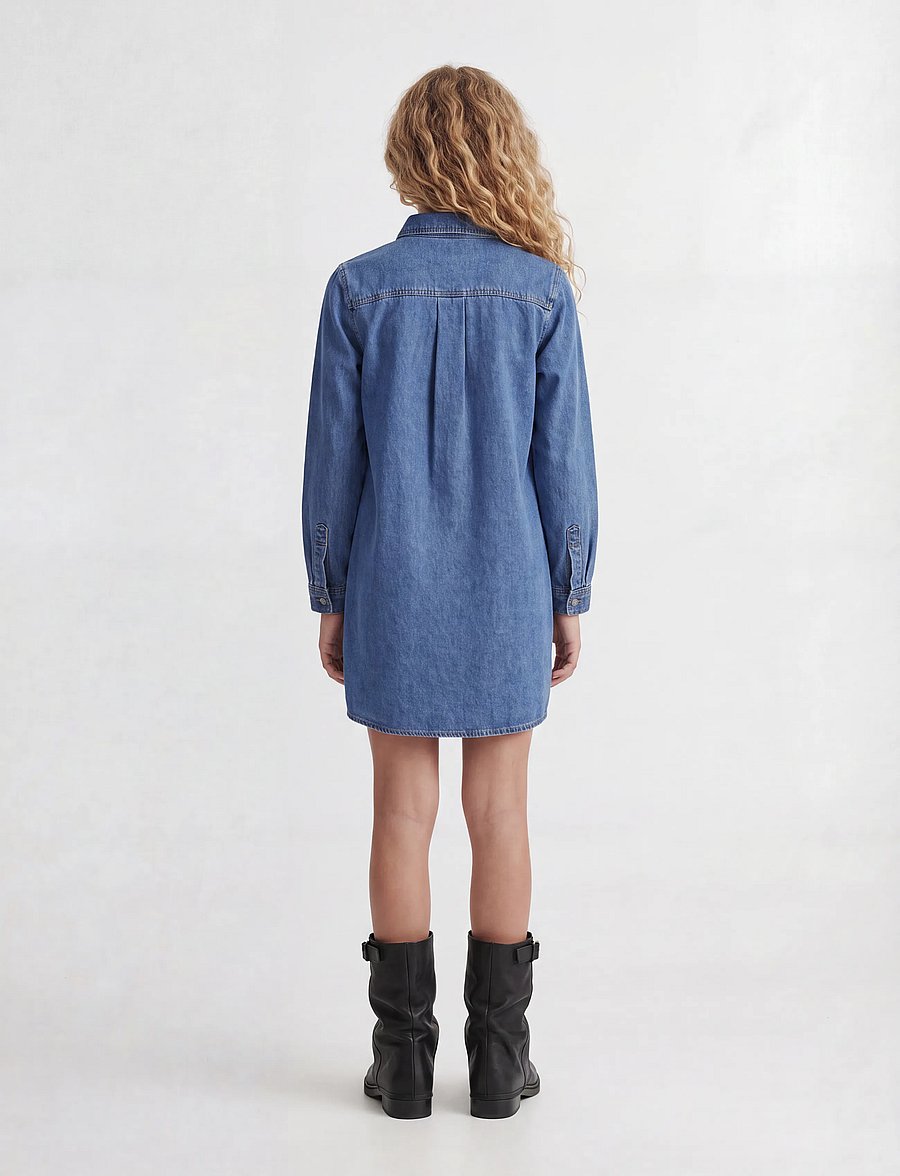 JJXX Kids - JXAMARA SILLE LS SHORT DRESS DNM GRL SN - blue denim - 3