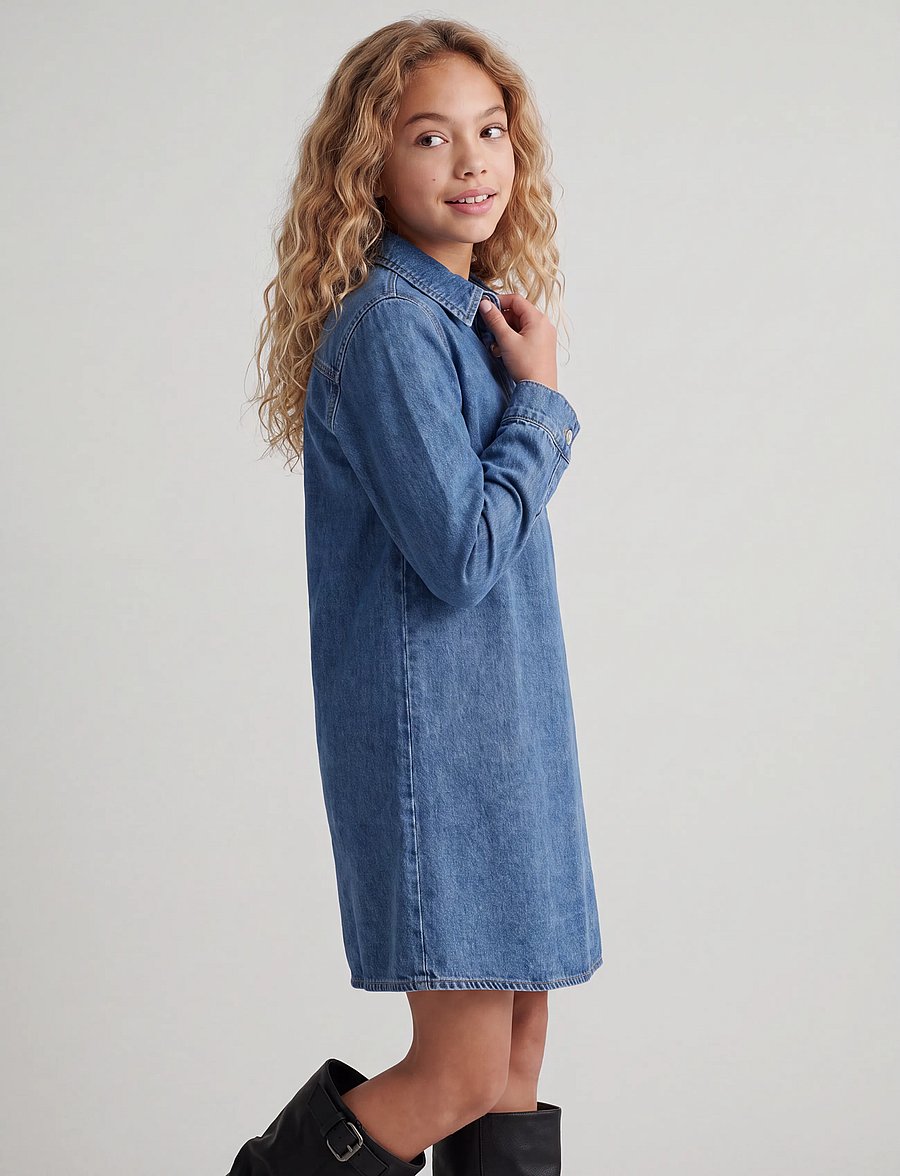 JJXX Kids - JXAMARA SILLE LS SHORT DRESS DNM GRL SN - blue denim - 5