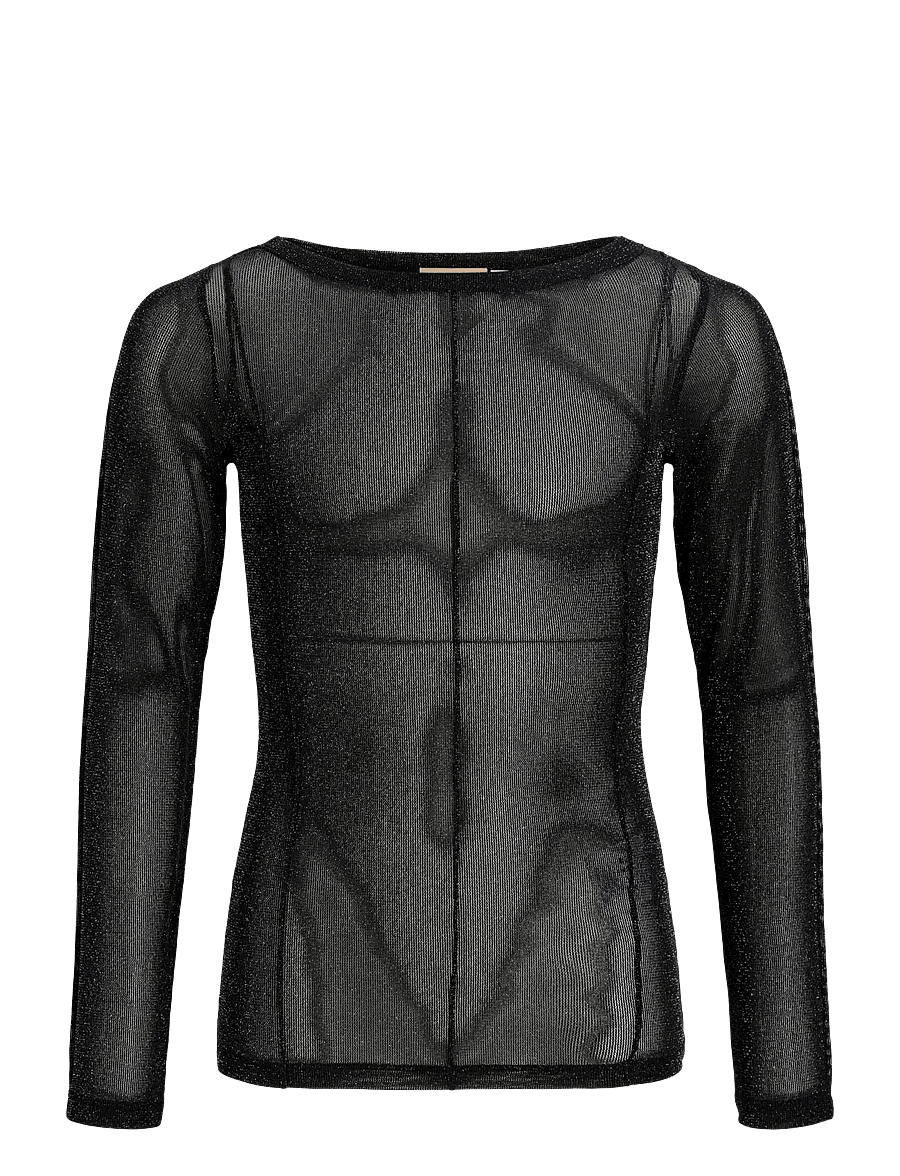 JJXX Kids - JXMINNA MESH GLITTER LS TOP WVN GRL - bluser & tunikaer - black - 0