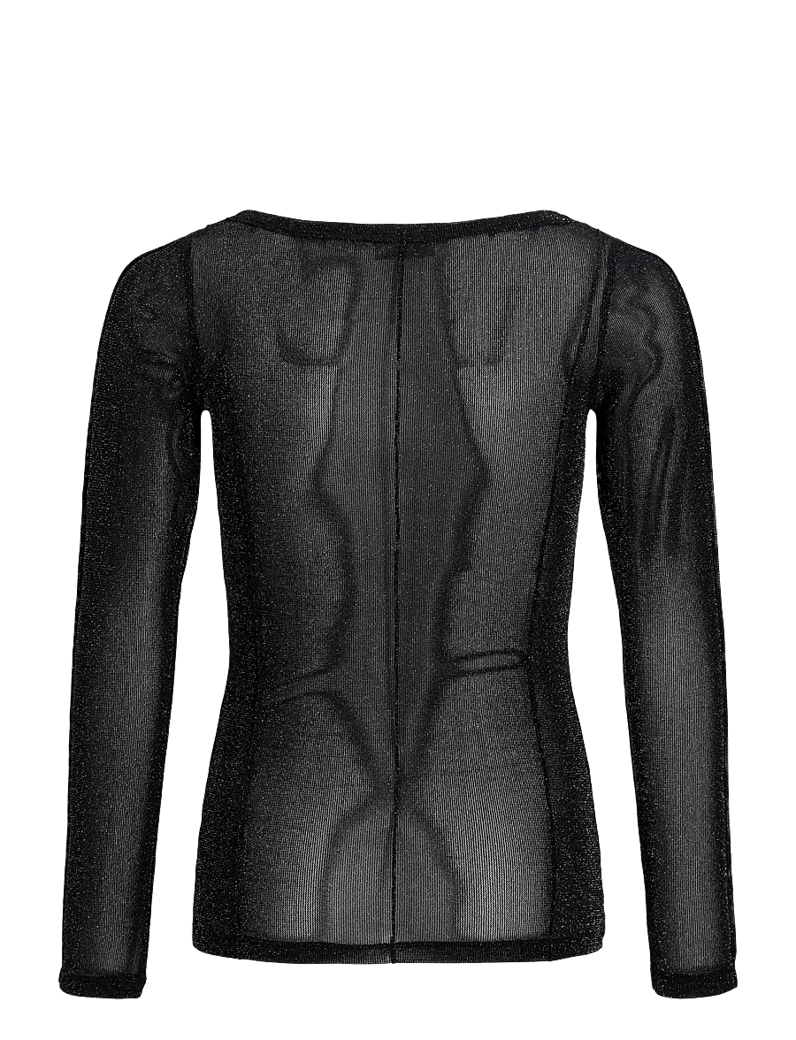 JJXX Kids - JXMINNA MESH GLITTER LS TOP WVN GRL - bluser & tunikaer - black - 1