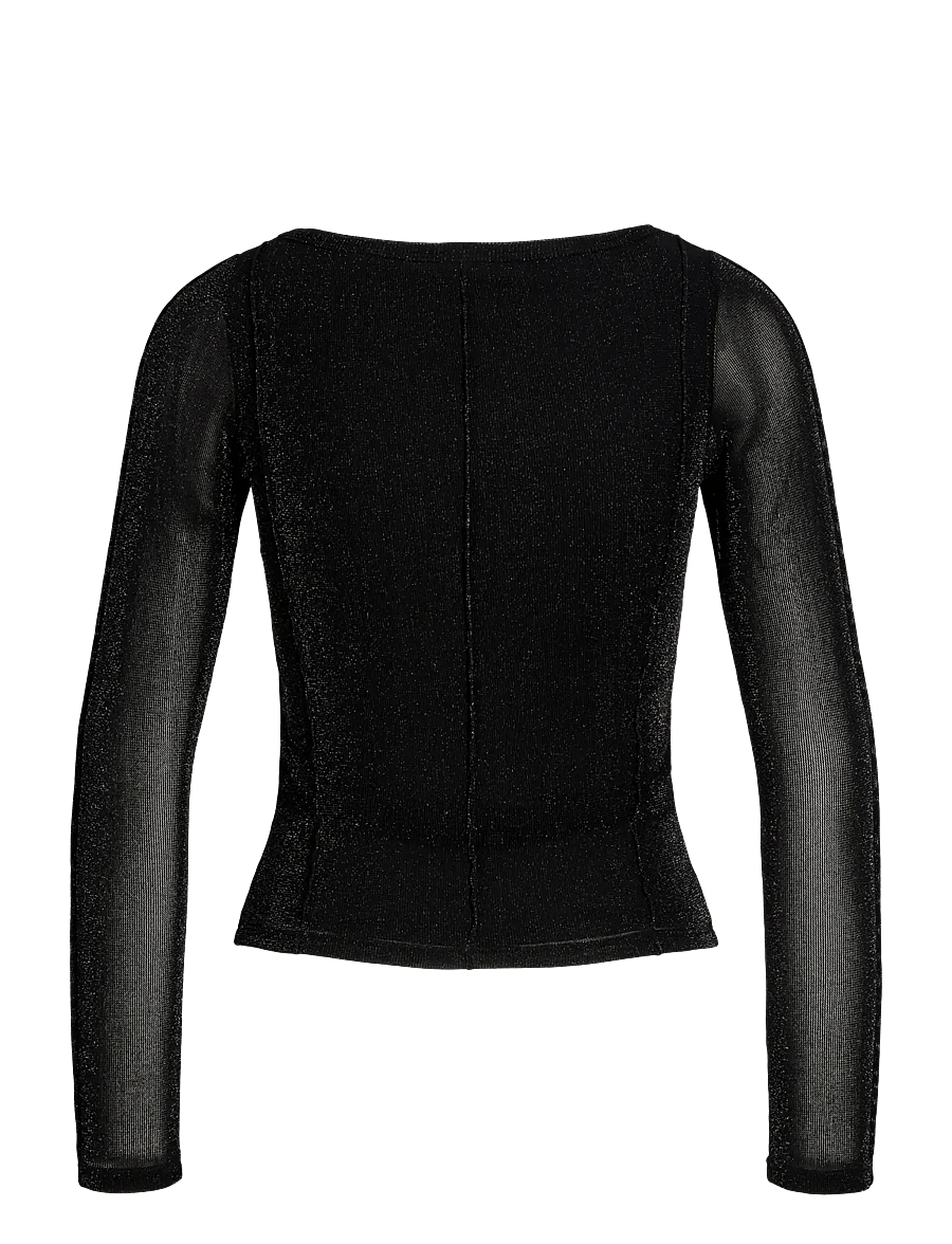 JJXX Kids - JXMINNA MESH GLITTER LS TOP WVN GRL - bluser & tunikaer - black - 1