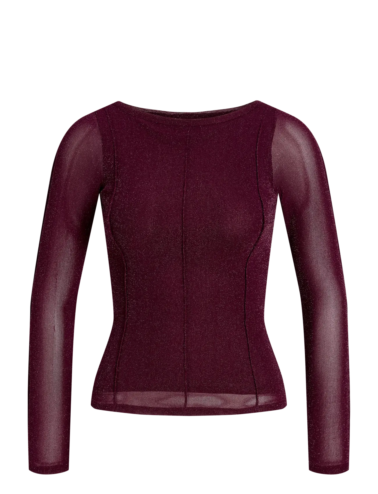 JJXX Kids JXMINNA MESH GLITTER LS TOP WVN GRL - Bluser & Tunikaer - WINETASTING / burgundy