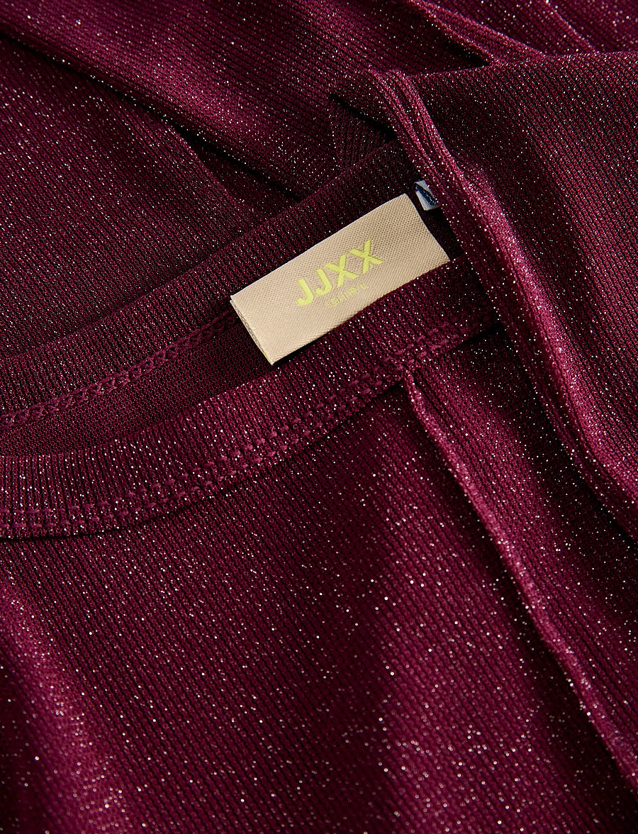 JJXX Kids - JXMINNA MESH GLITTER LS TOP WVN GRL - bluser & tunikaer - winetasting - 2