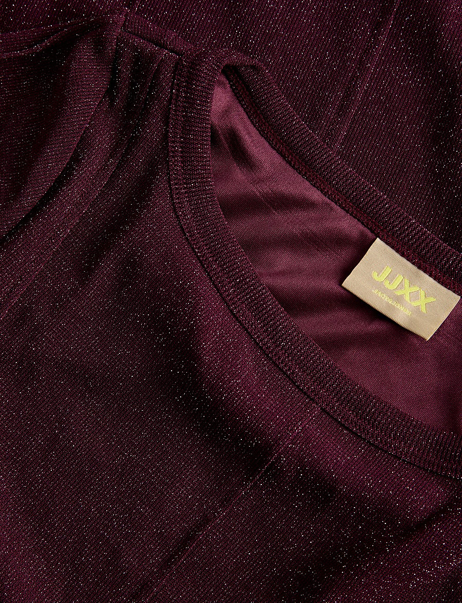 JJXX Kids - JXMINNA MESH GLITTER LS TOP WVN GRL - bluser & tunikaer - winetasting - 5