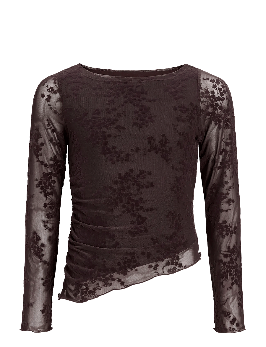 JJXX Kids - JXJANA FLOCK ASSY LS TOP WVN GRL - demitasse - 0