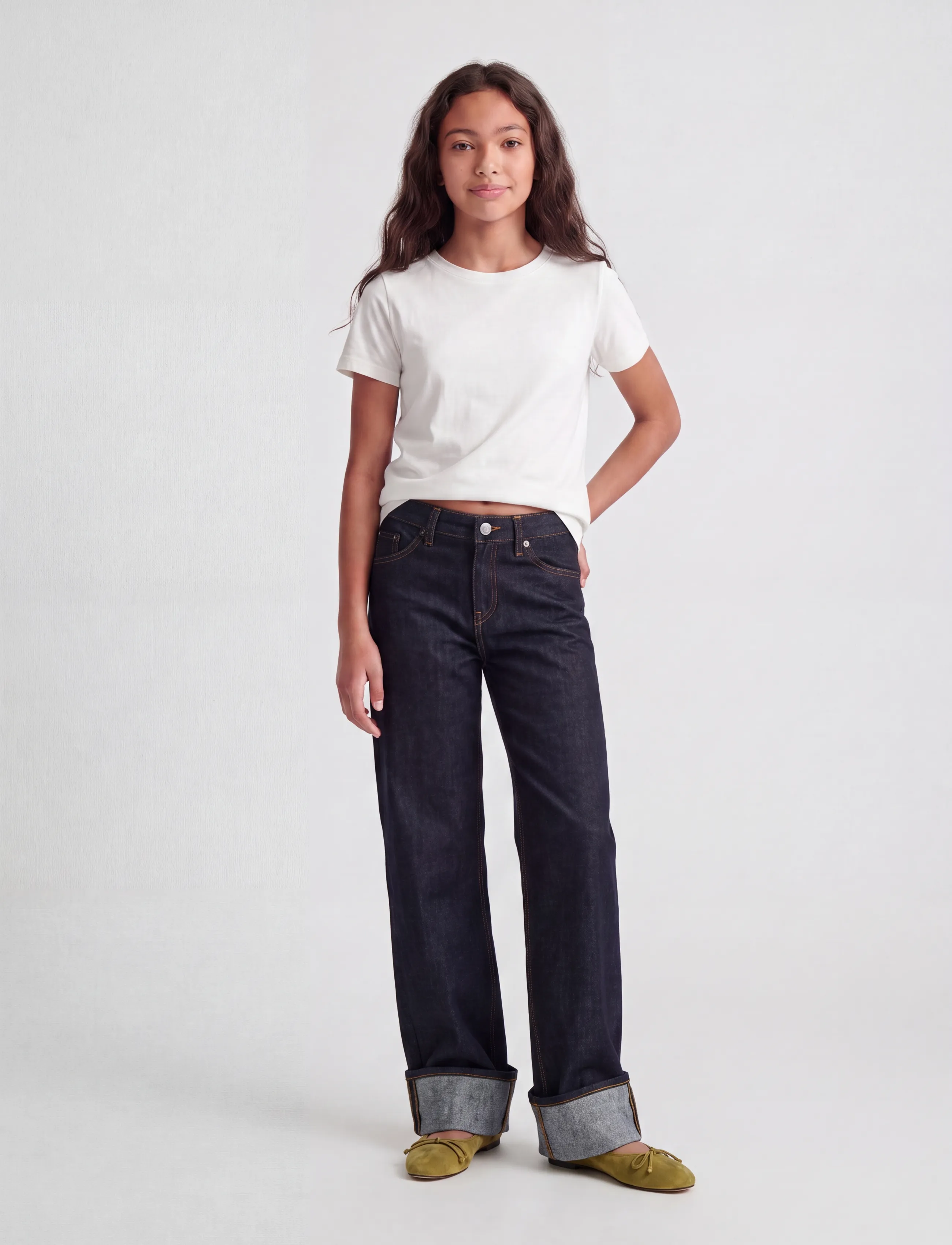 JJXX Kids - JXTOKYO VEGA FOLD UP R269 DNM GRL - wide leg jeans - dark blue denim - 4