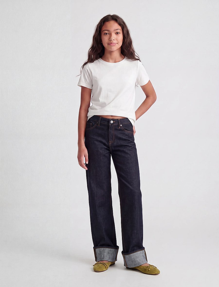 JJXX Kids - JXTOKYO VEGA FOLD UP R269 DNM GRL - hosen mit weitem bein - dark blue denim - 4