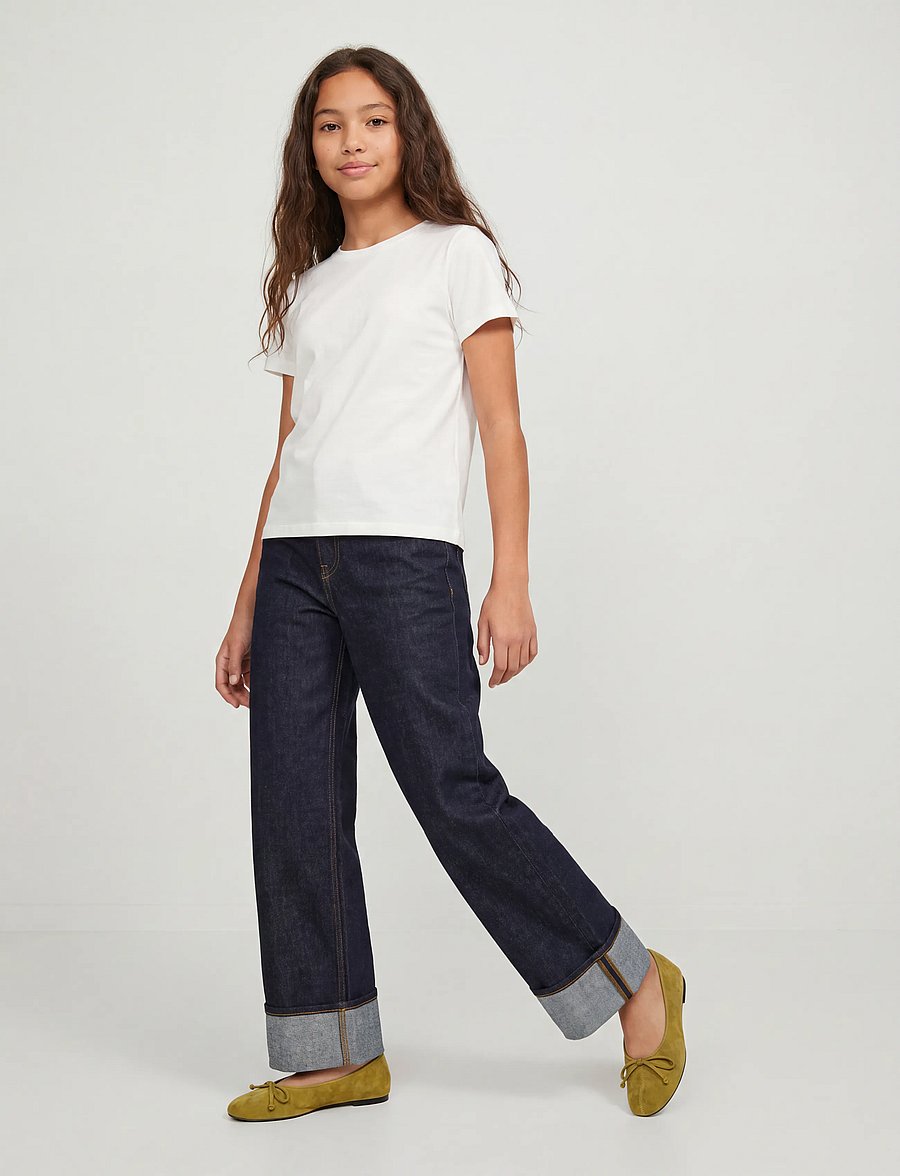 JJXX Kids - JXTOKYO VEGA FOLD UP R269 DNM GRL - hosen mit weitem bein - dark blue denim - 5
