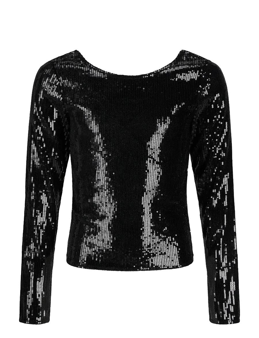JJXX Kids - JXNANI SEQUIN LS TOP WVN GRL - bluser & tunikaer - black - 0