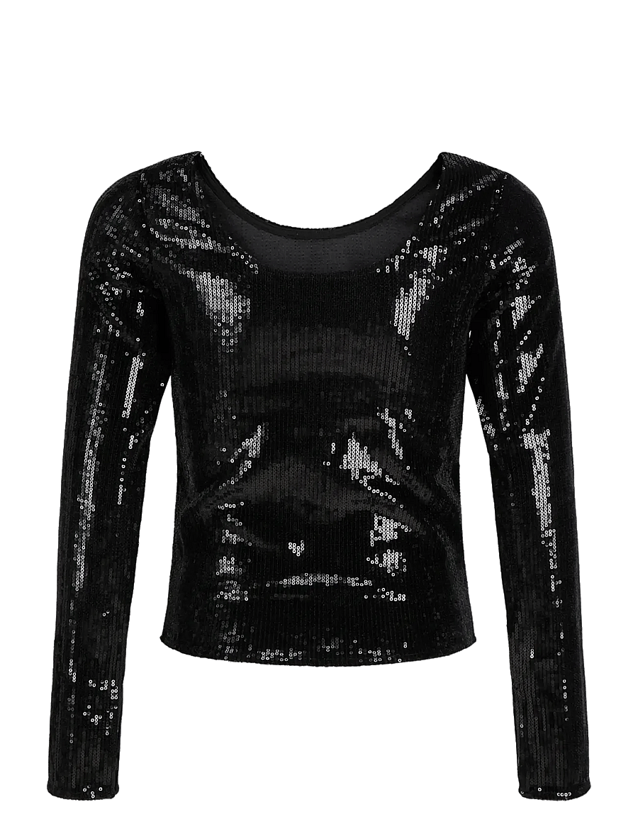 JJXX Kids - JXNANI SEQUIN LS TOP WVN GRL - bluser & tunikaer - black - 1