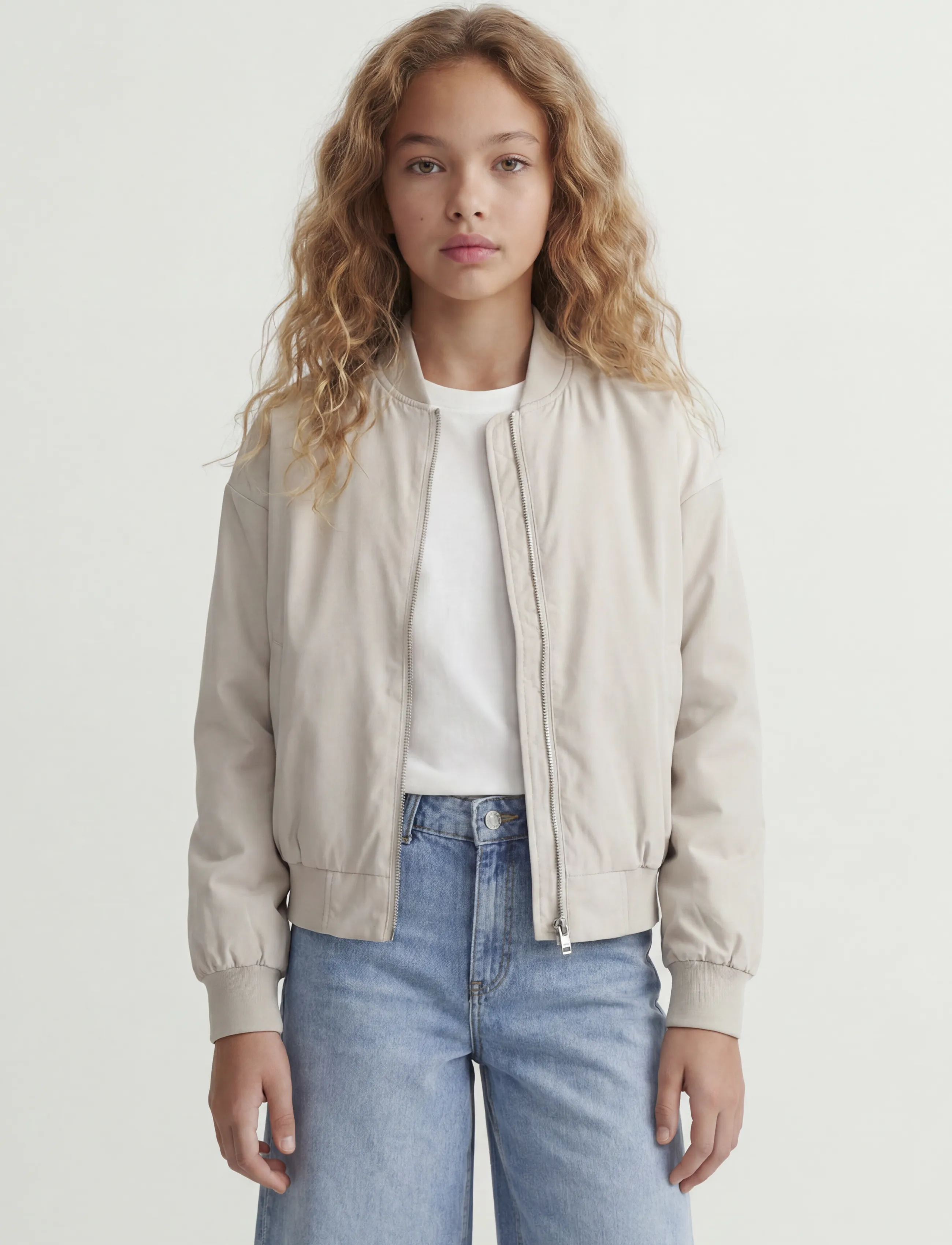 JJXX Kids Jxella Bomber Jacket Otw Grl Noos, 152, Cream, Jakker & Frakker > Bomber, Børn