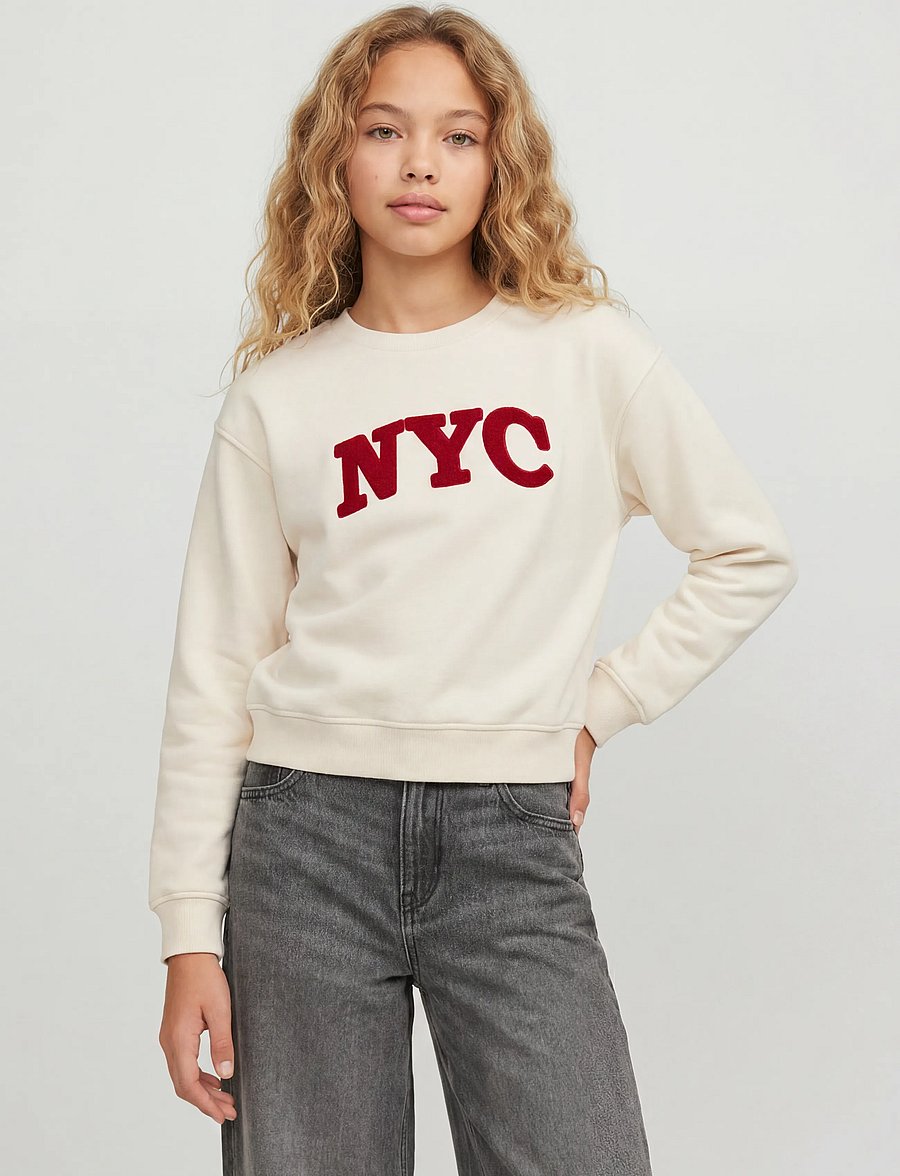 JJXX Kids - JXTATUM TERRY PATCH CREW SWT GRL - sweatshirts - cloud dancer - 0