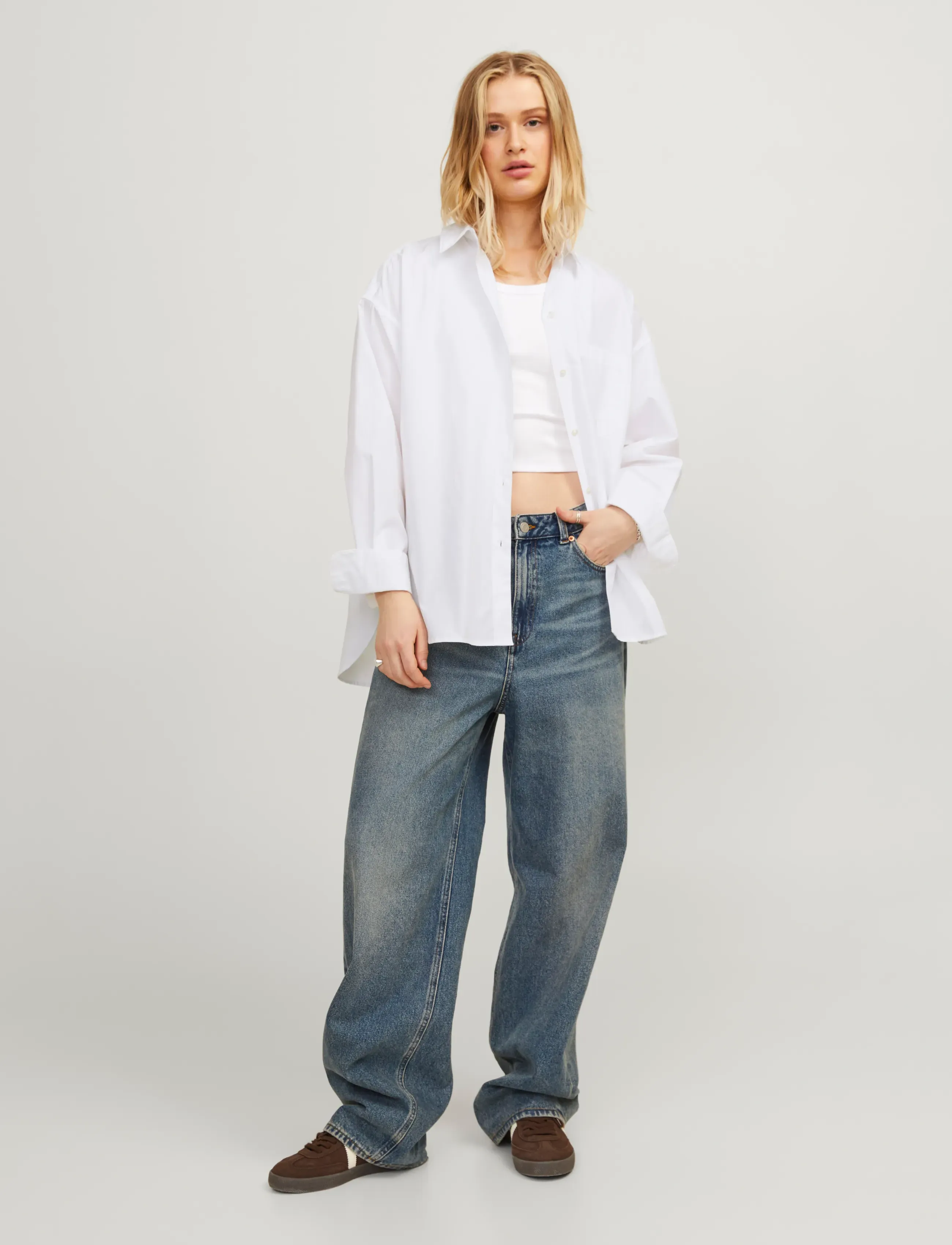 JJXX - JXJAMIE LS RELAXED POPLIN SHIRT WVN NOOS - long-sleeved shirts - white - 4