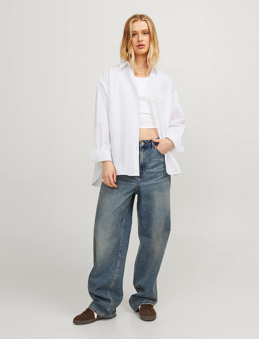 JJXX - JXJAMIE LS RELAXED POPLIN SHIRT WVN NOOS - langärmlige hemden - white - 4