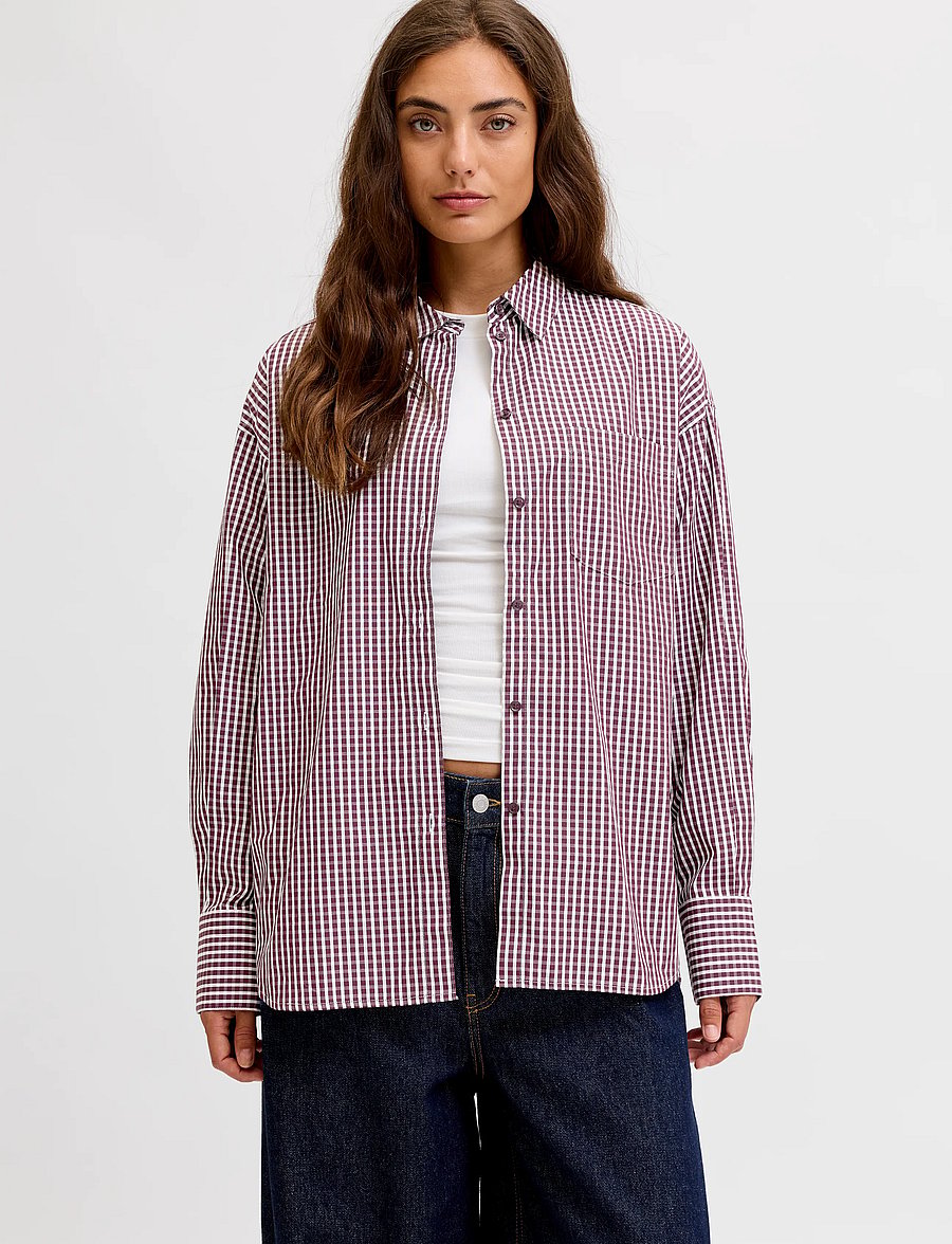 JJXX - JXJAMIE LS RELAXED POPLIN SHIRT WVN NOOS - langärmlige hemden - winetasting - 0