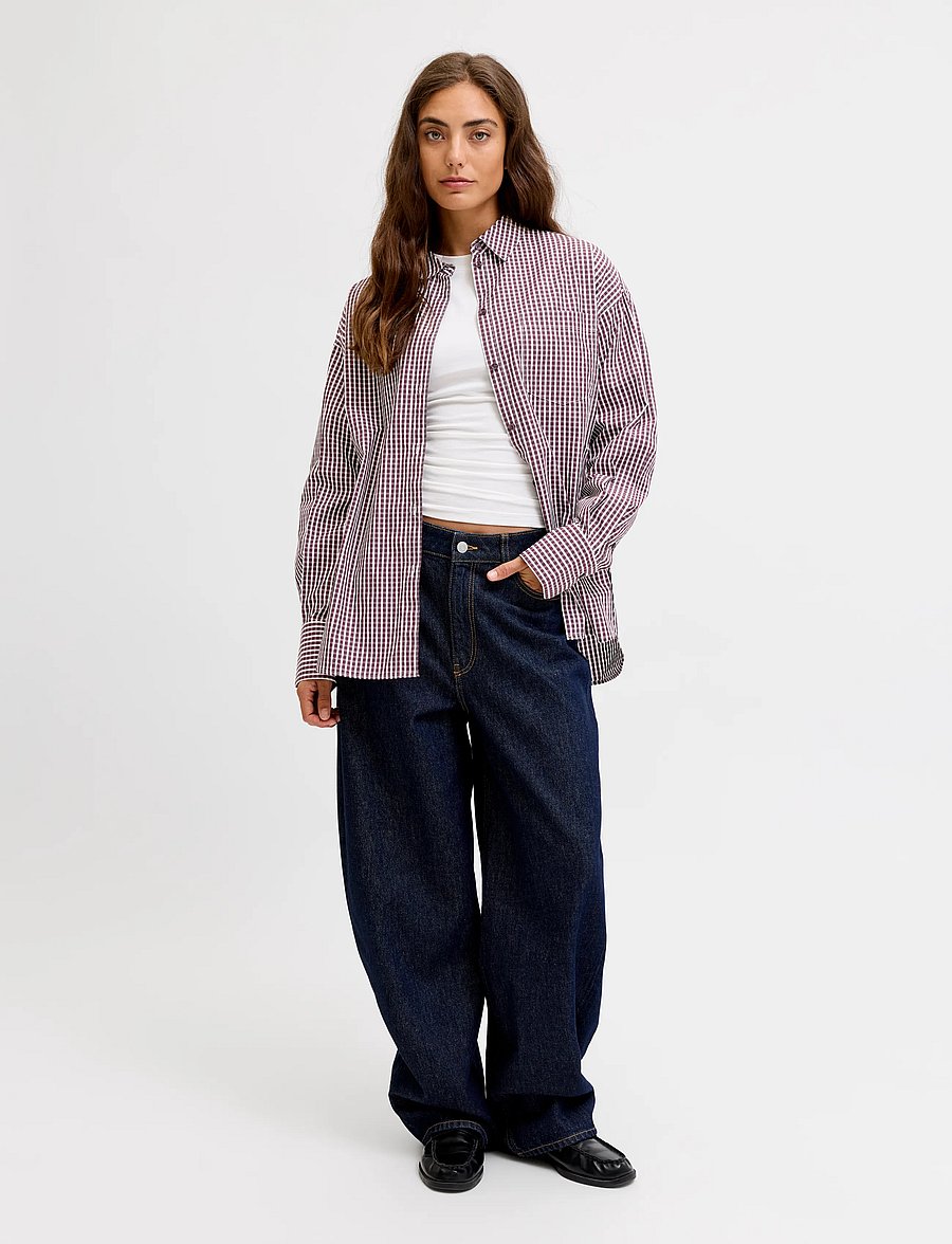 JJXX - JXJAMIE LS RELAXED POPLIN SHIRT WVN NOOS - langärmlige hemden - winetasting - 4