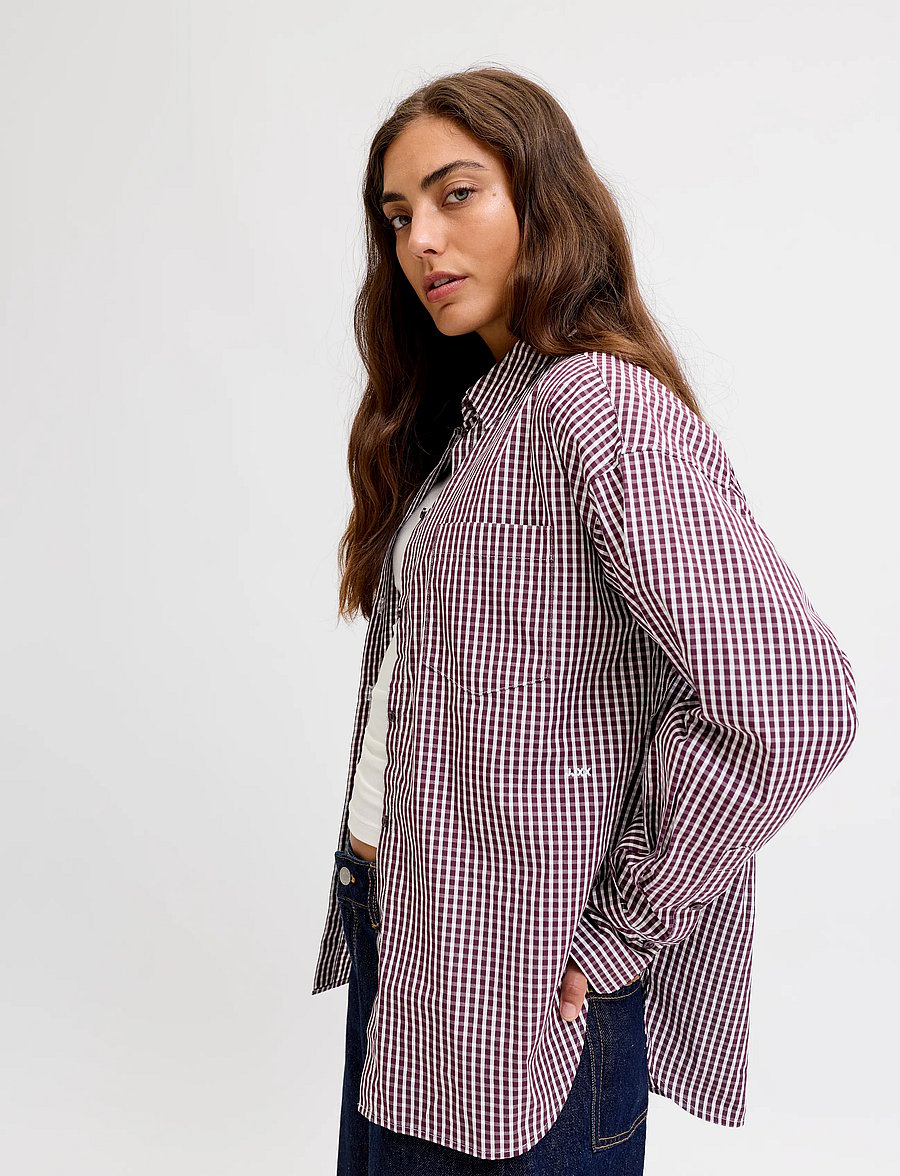 JJXX - JXJAMIE LS RELAXED POPLIN SHIRT WVN NOOS - langärmlige hemden - winetasting - 5