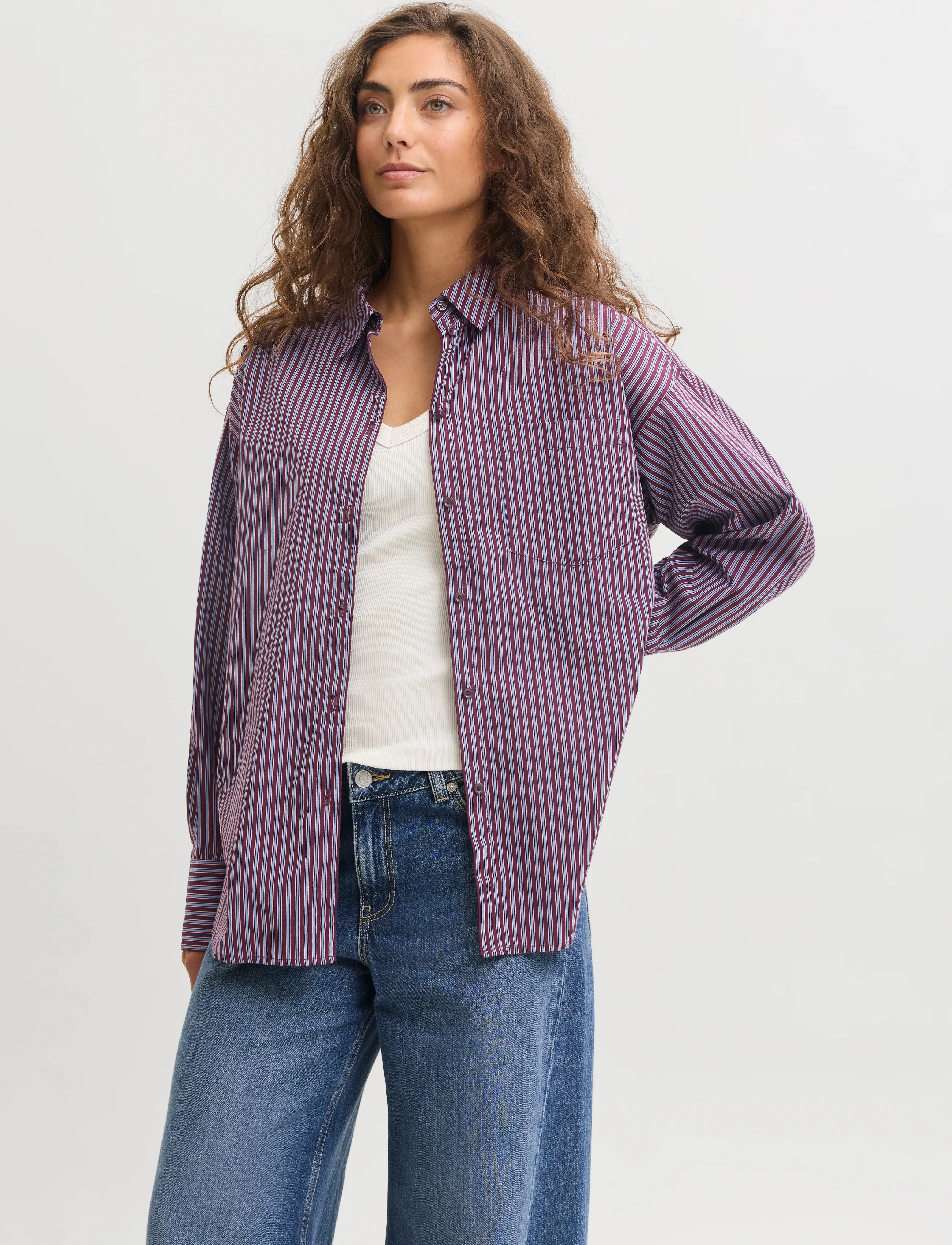 JJXX Jxjamie Ls Relaxed Poplin Shirt Wvn Noos, M, Shirts, Burgunderrot - Long-sleeved, Frauen