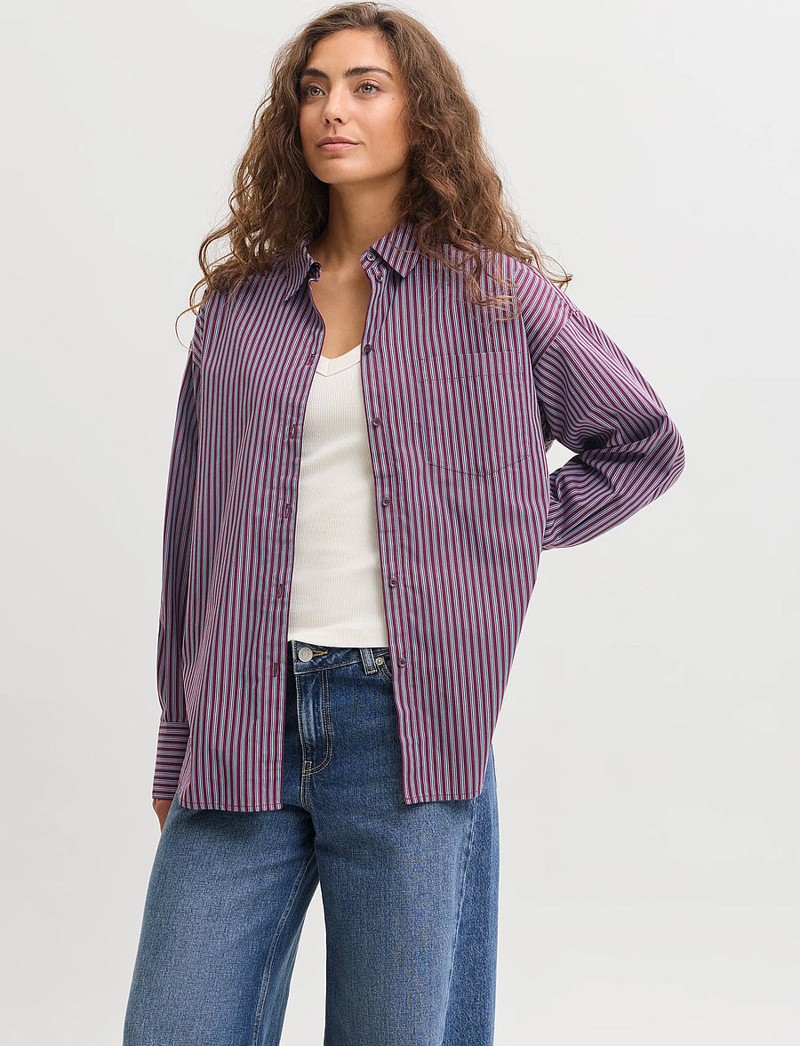 JJXX - JXJAMIE LS RELAXED POPLIN SHIRT WVN NOOS - langärmlige hemden - winetasting - 0