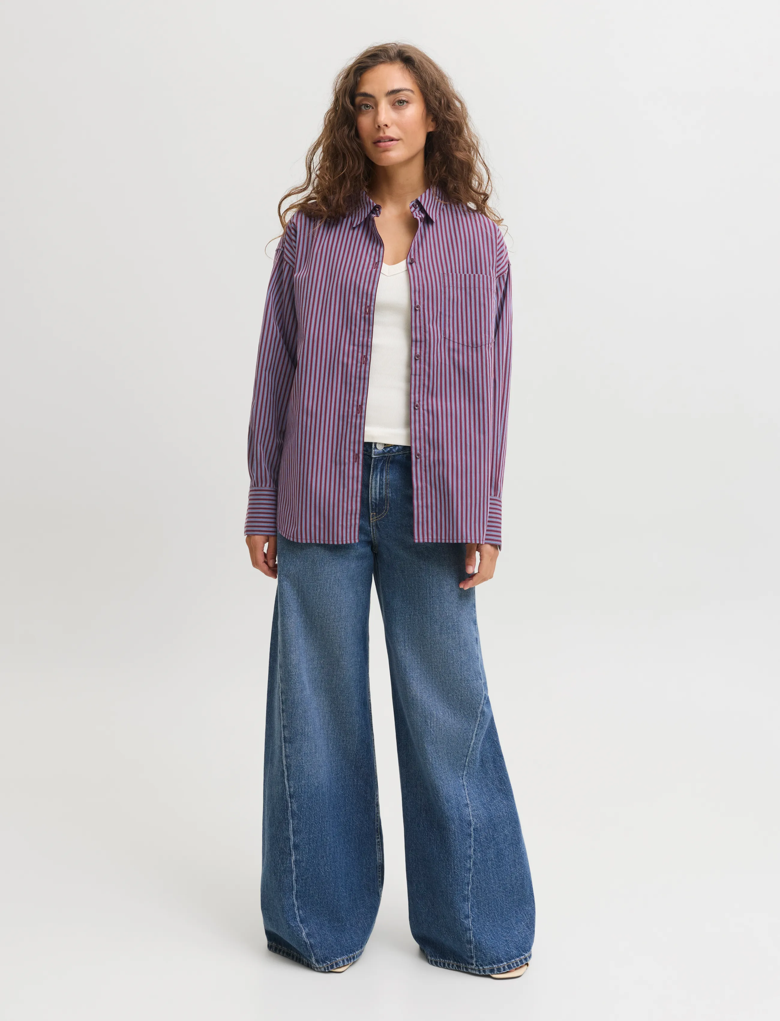 JJXX - JXJAMIE LS RELAXED POPLIN SHIRT WVN NOOS - langärmlige hemden - winetasting - 4