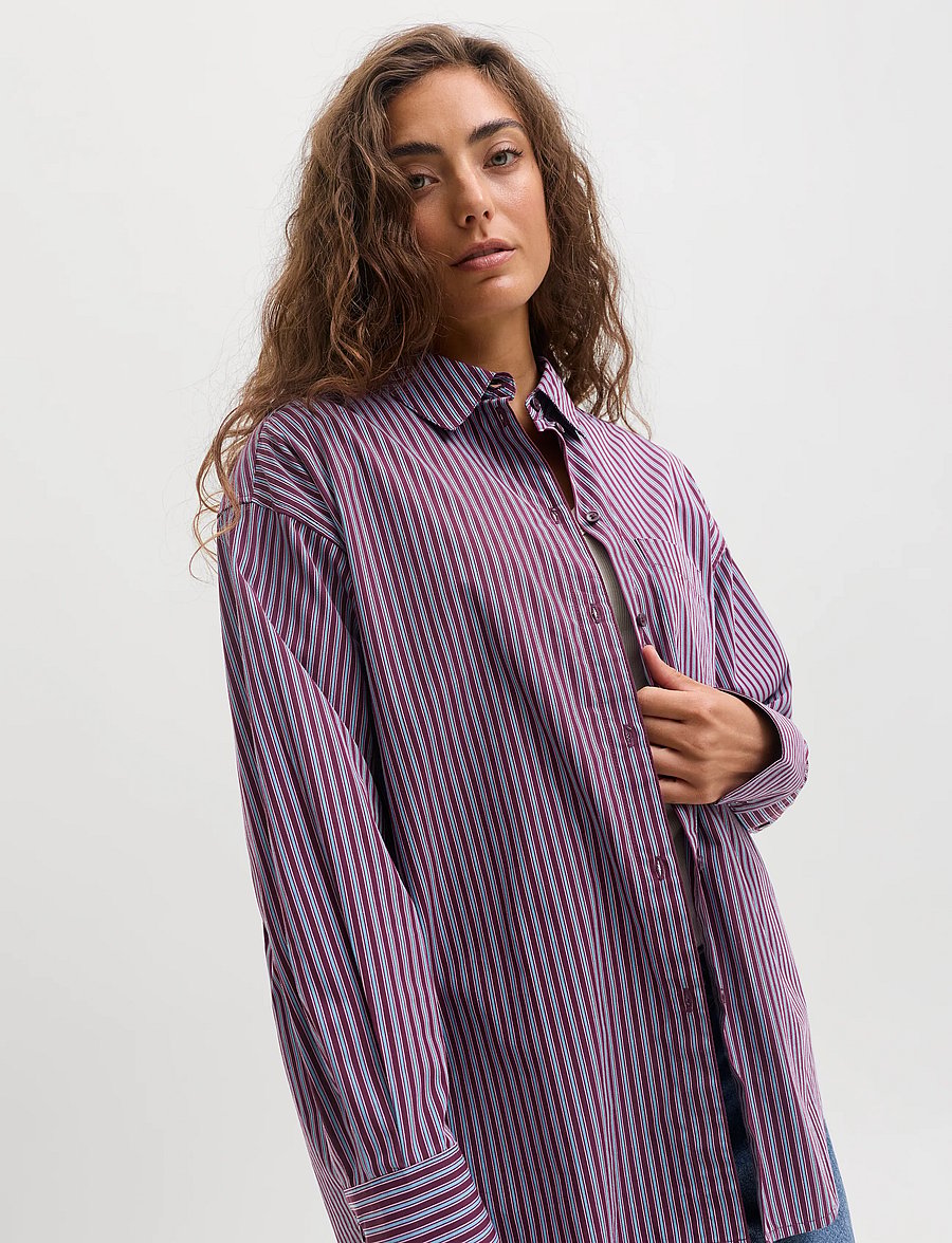 JJXX - JXJAMIE LS RELAXED POPLIN SHIRT WVN NOOS - langärmlige hemden - winetasting - 5