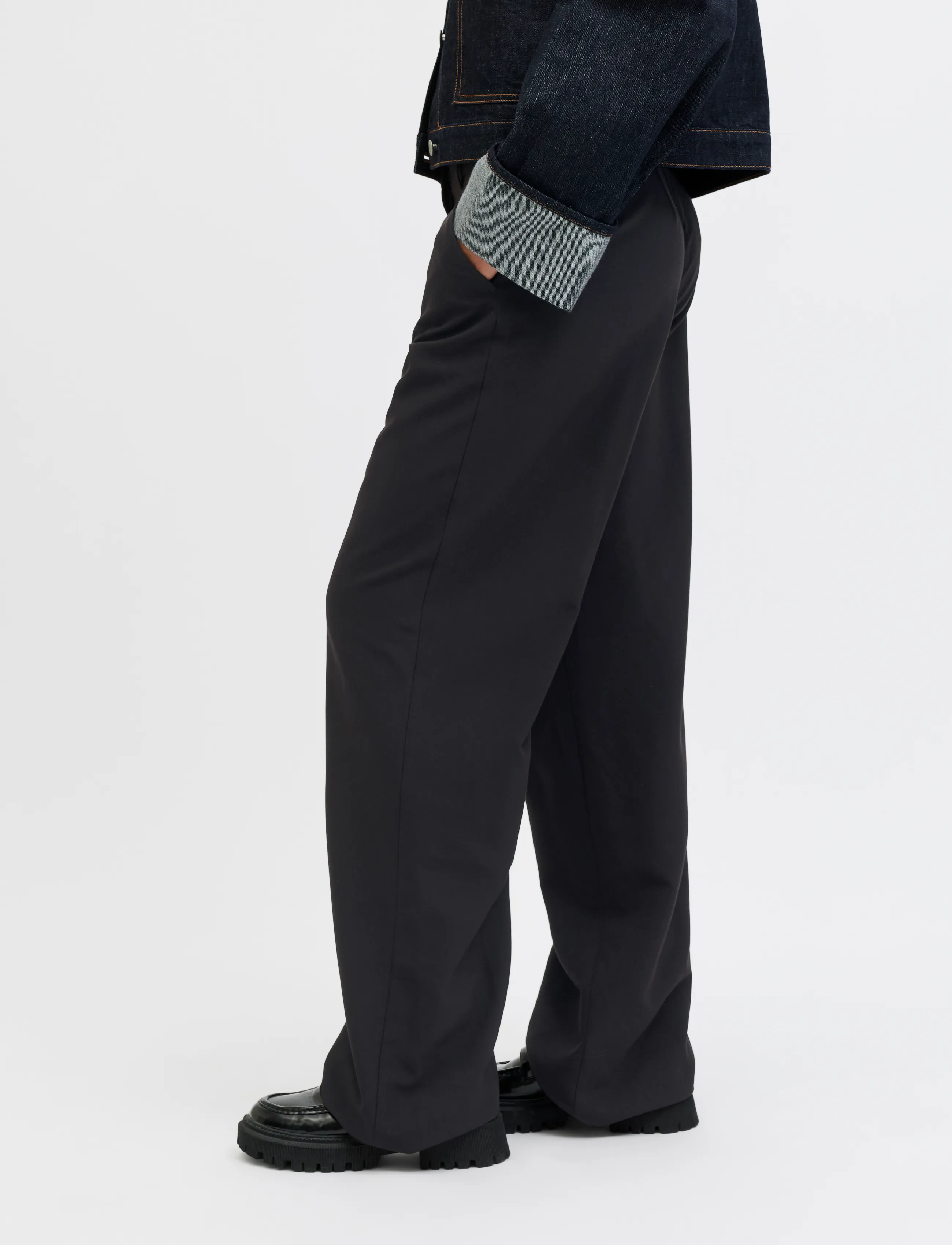 JJXX JXLOLA MARY STRAIGHT HW PANTS TLR NOOS - Hosen - BLACK / black