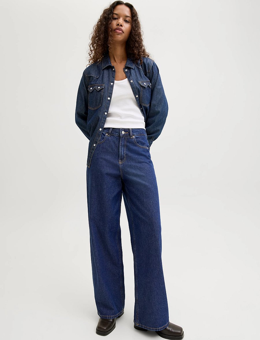 JJXX - JXTOKYO WIDE HW MR6001 DNM NOOS - hosen mit weitem bein - dark blue denim - 5