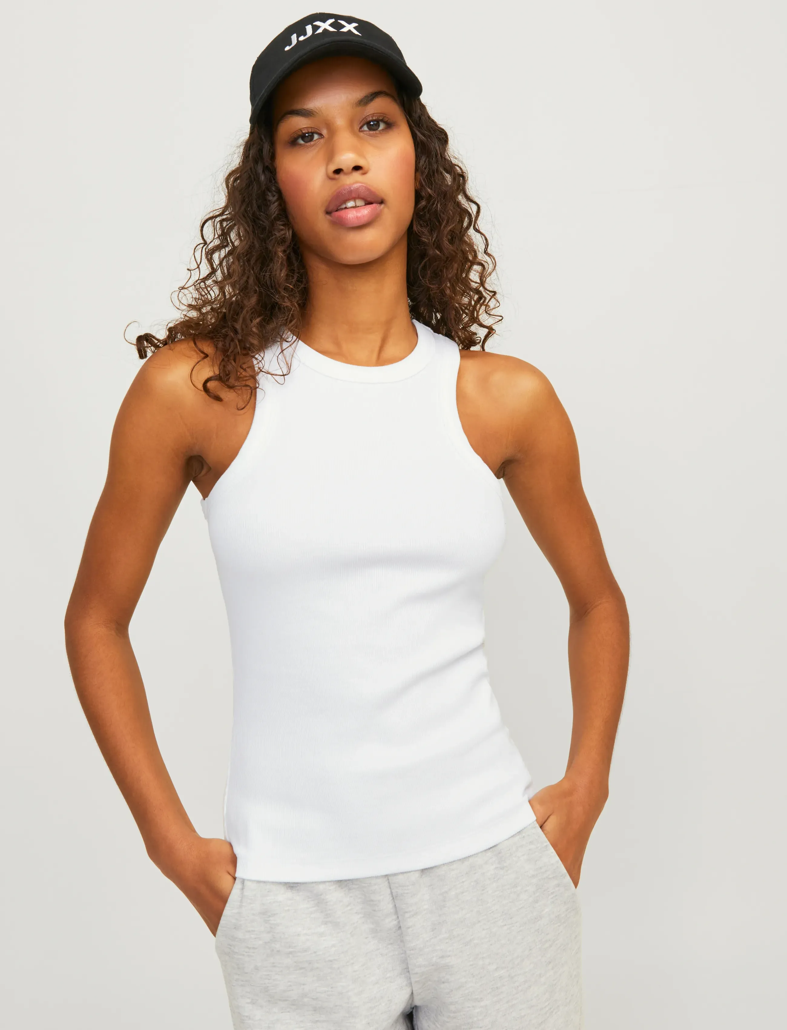 JJXX - JXFOREST STR SL RIB TOP JRS NOOS - laveste priser - bright white - 5