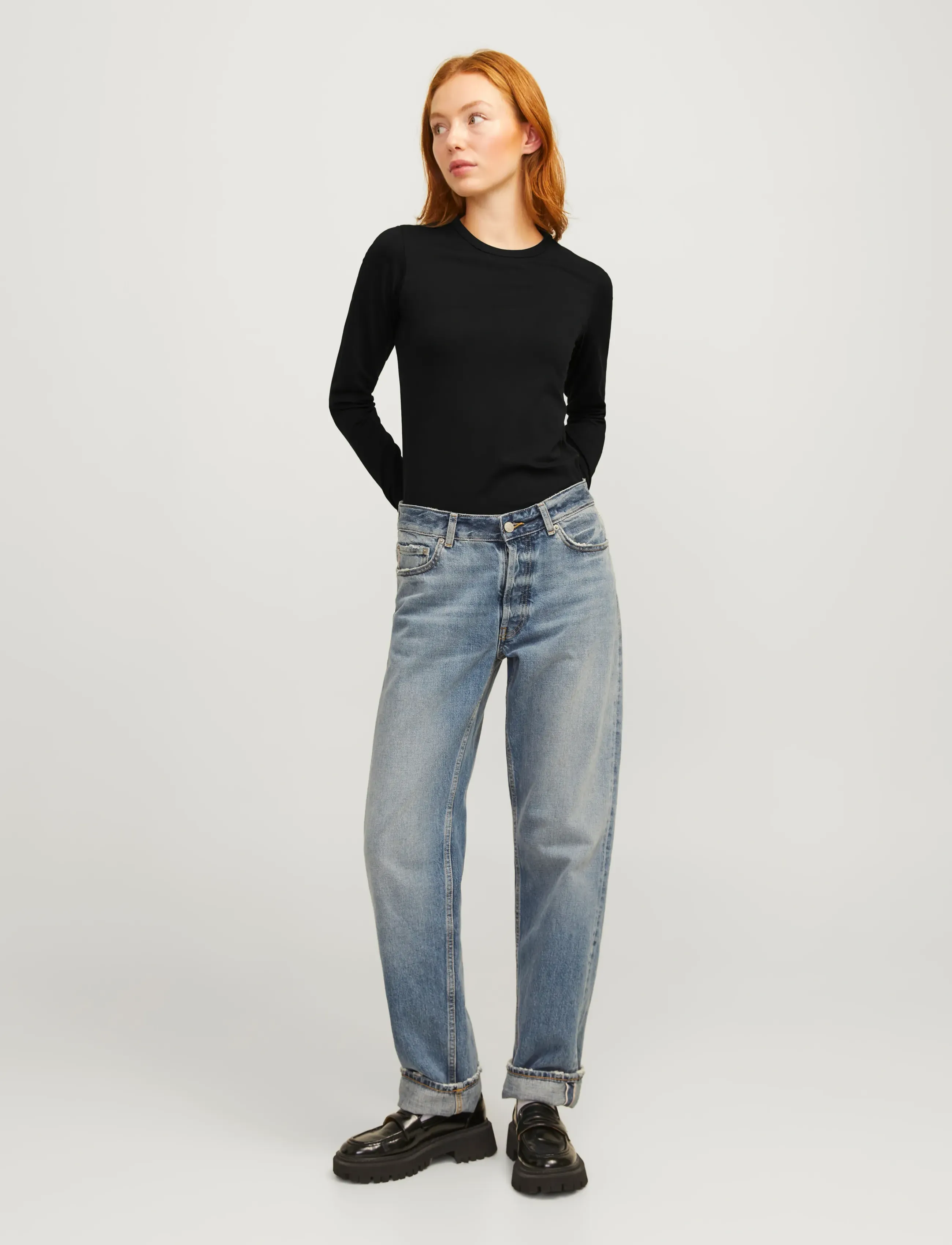 JJXX - JXCELINE GIGI STR LS SOLID TEE JRS NOOS - langærmede toppe - black - 4